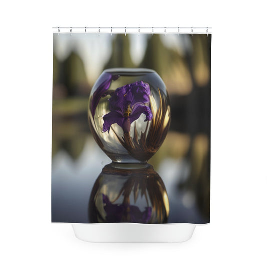 Polyester Shower Curtain Purple Iris in a vase 2