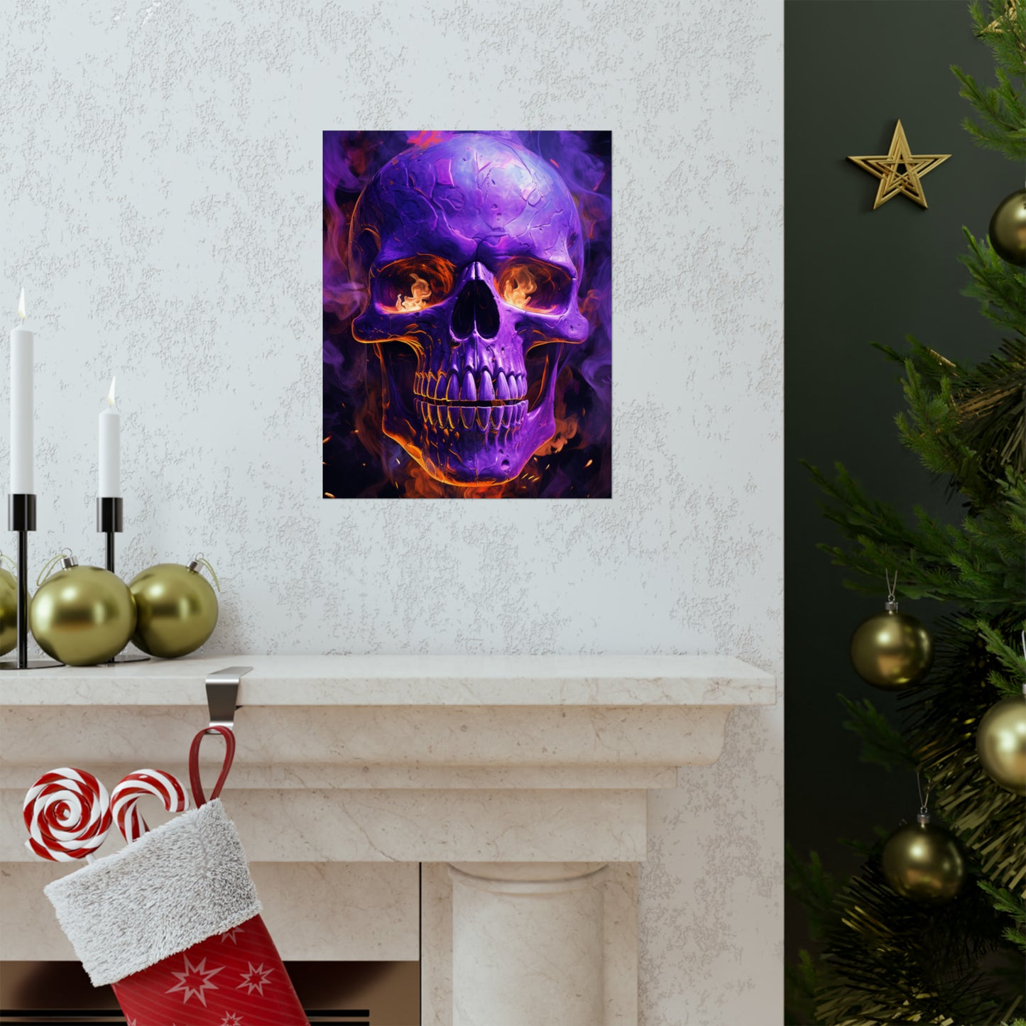 Premium Matte Vertical Posters Skull Flames 1