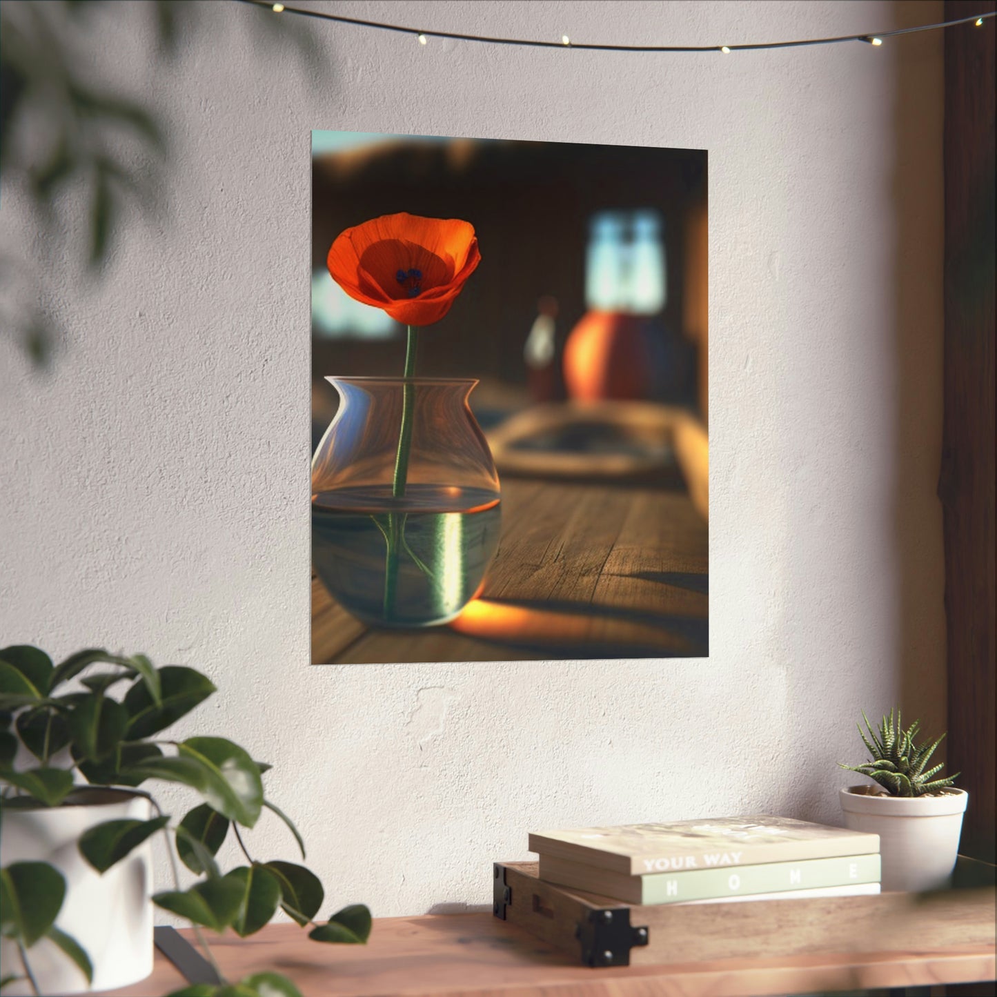 Premium Matte Vertical Posters Poppy in a Glass Vase 2