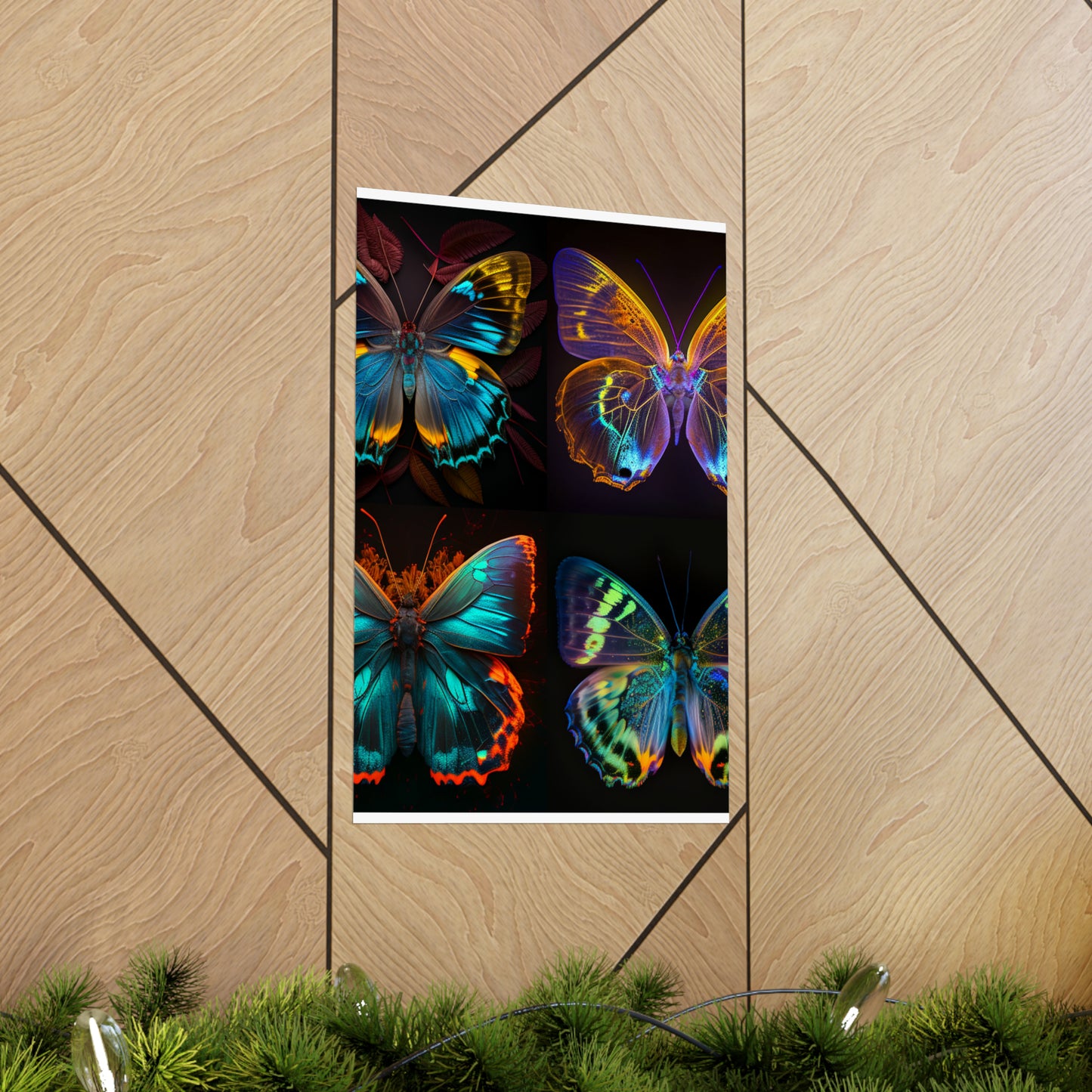 Premium Matte Vertical Posters Neon Butterfly Flair 5
