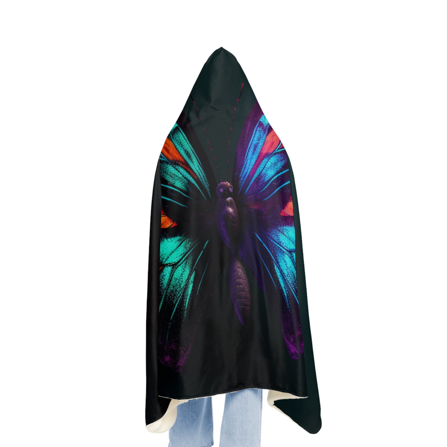 Snuggle Hooded Blanket Hyper Colorful Butterfly Purple 1