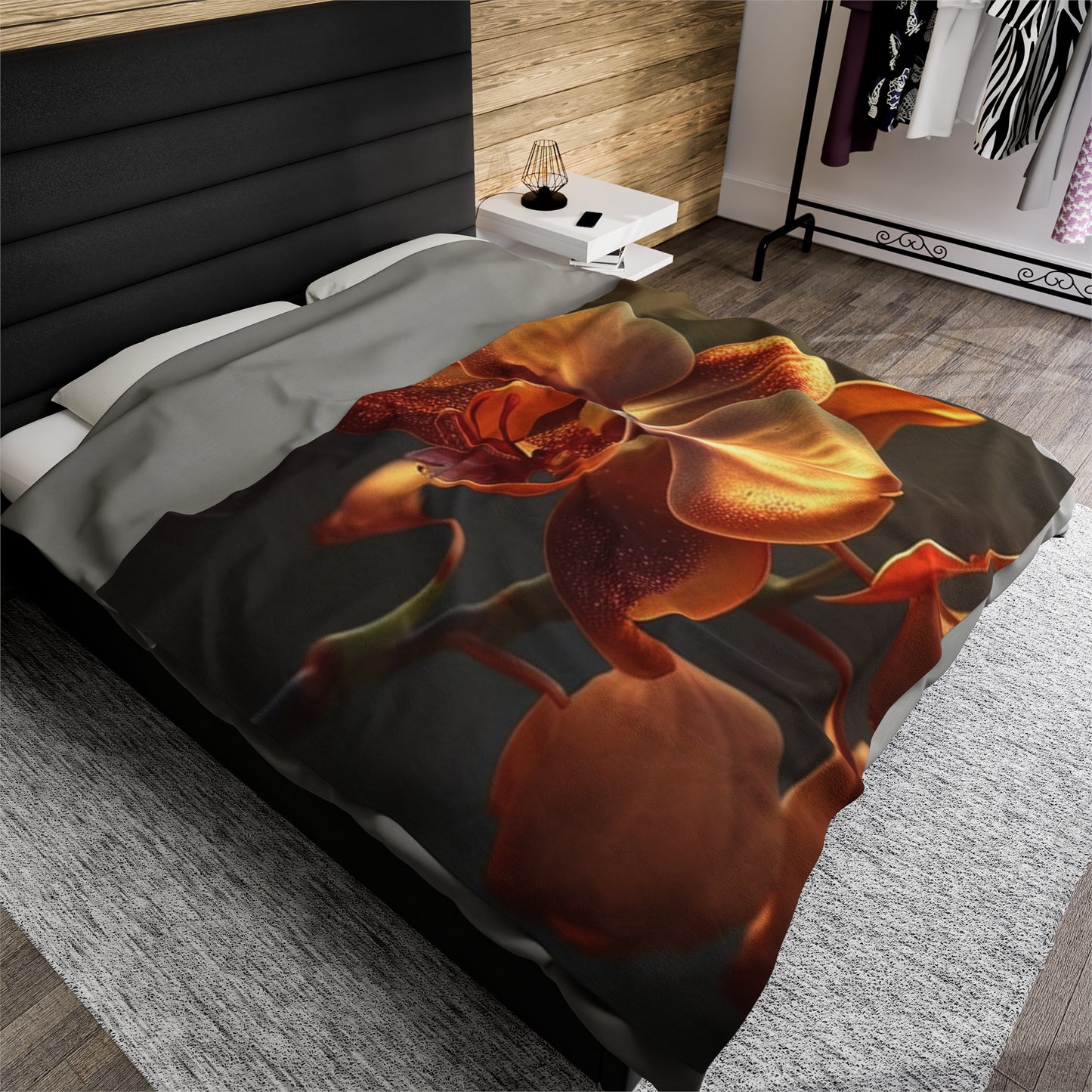 Velveteen Plush Blanket Orange Orchid 1