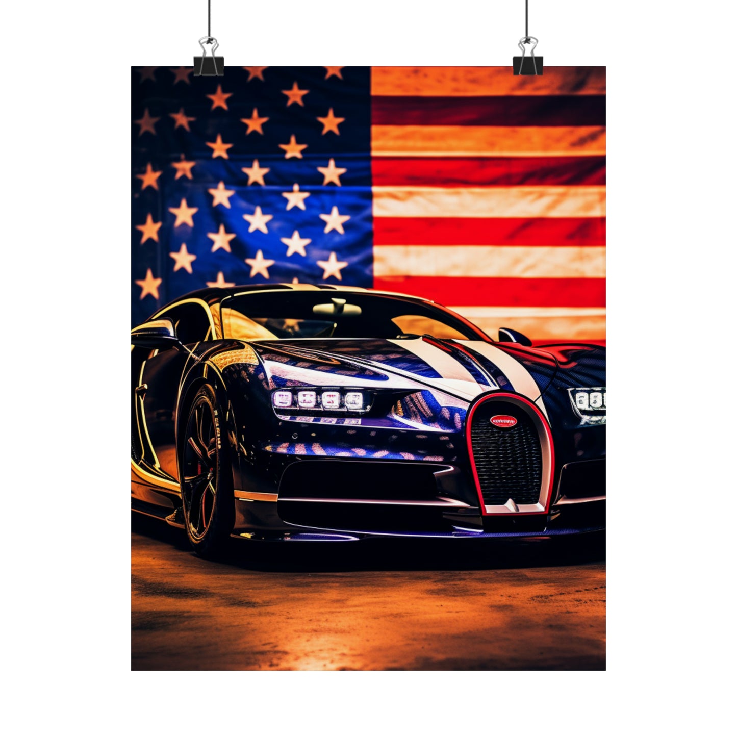 Premium Matte Vertical Posters Macro Bugatti American Flag 4