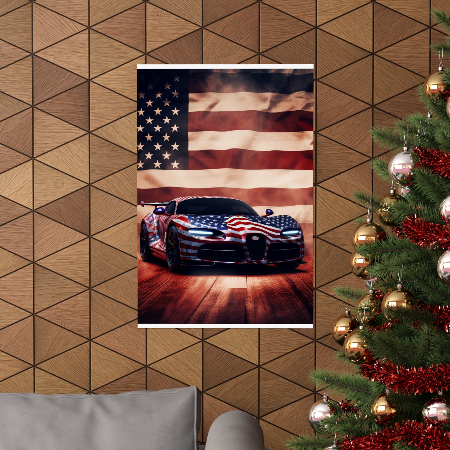 Premium Matte Vertical Posters Abstract American Flag Background Bugatti 2