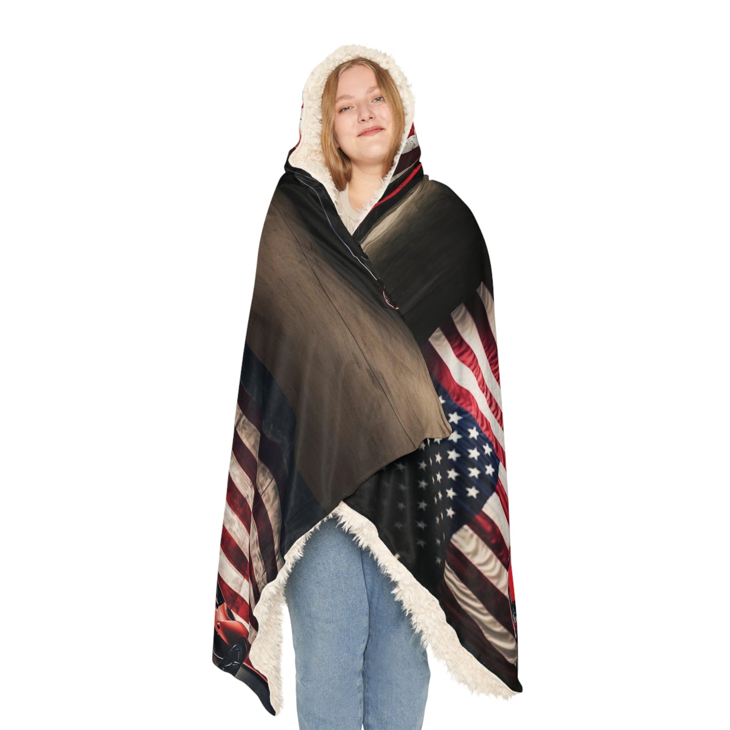 Snuggle Hooded Blanket American Flag Background Ferrari 5