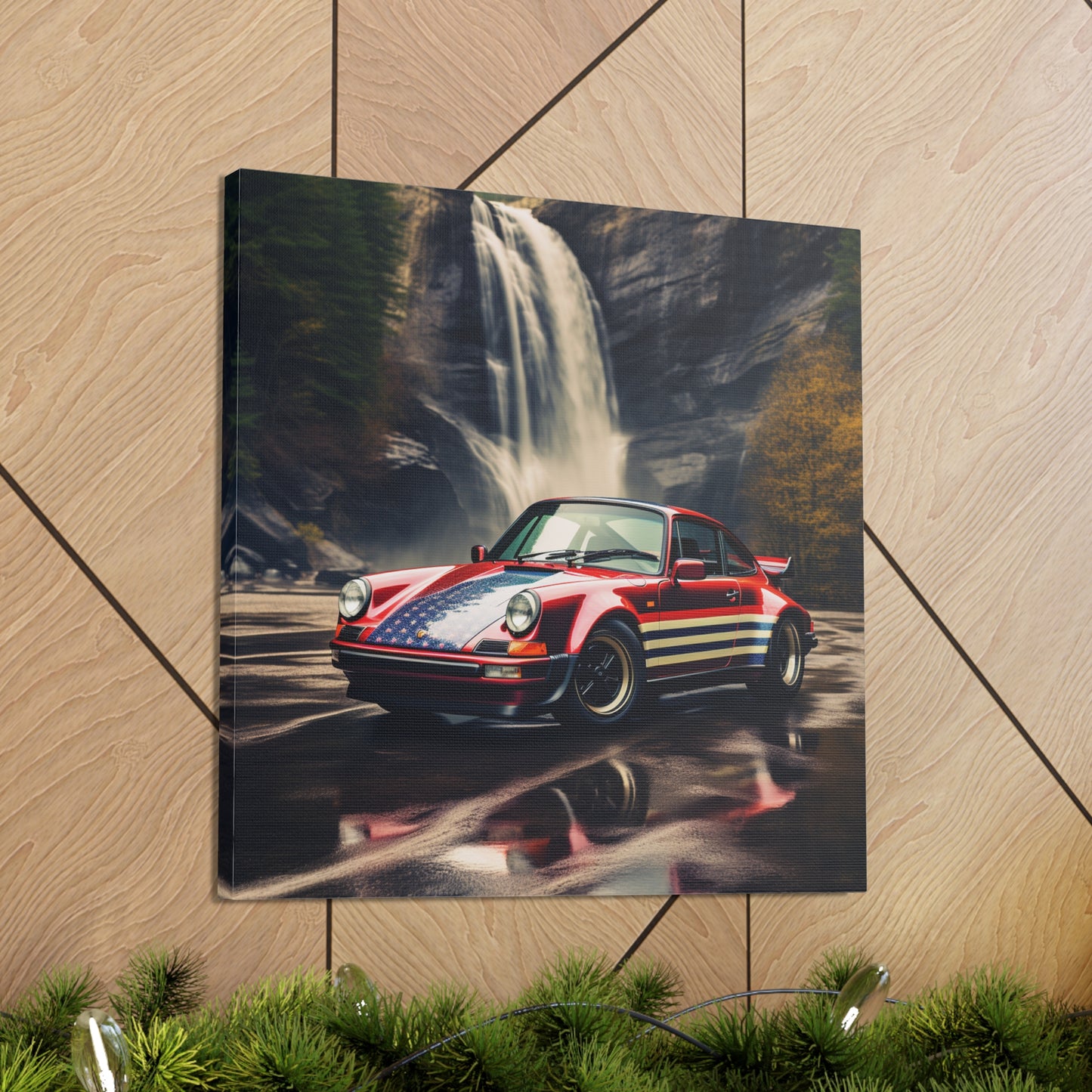 Canvas Gallery Wraps American Flag Porsche Abstract 1