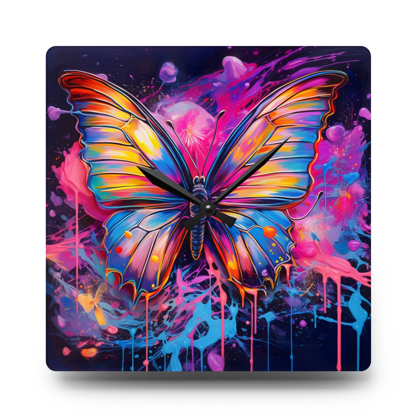 Acrylic Wall Clock Pink Butterfly Flair 3