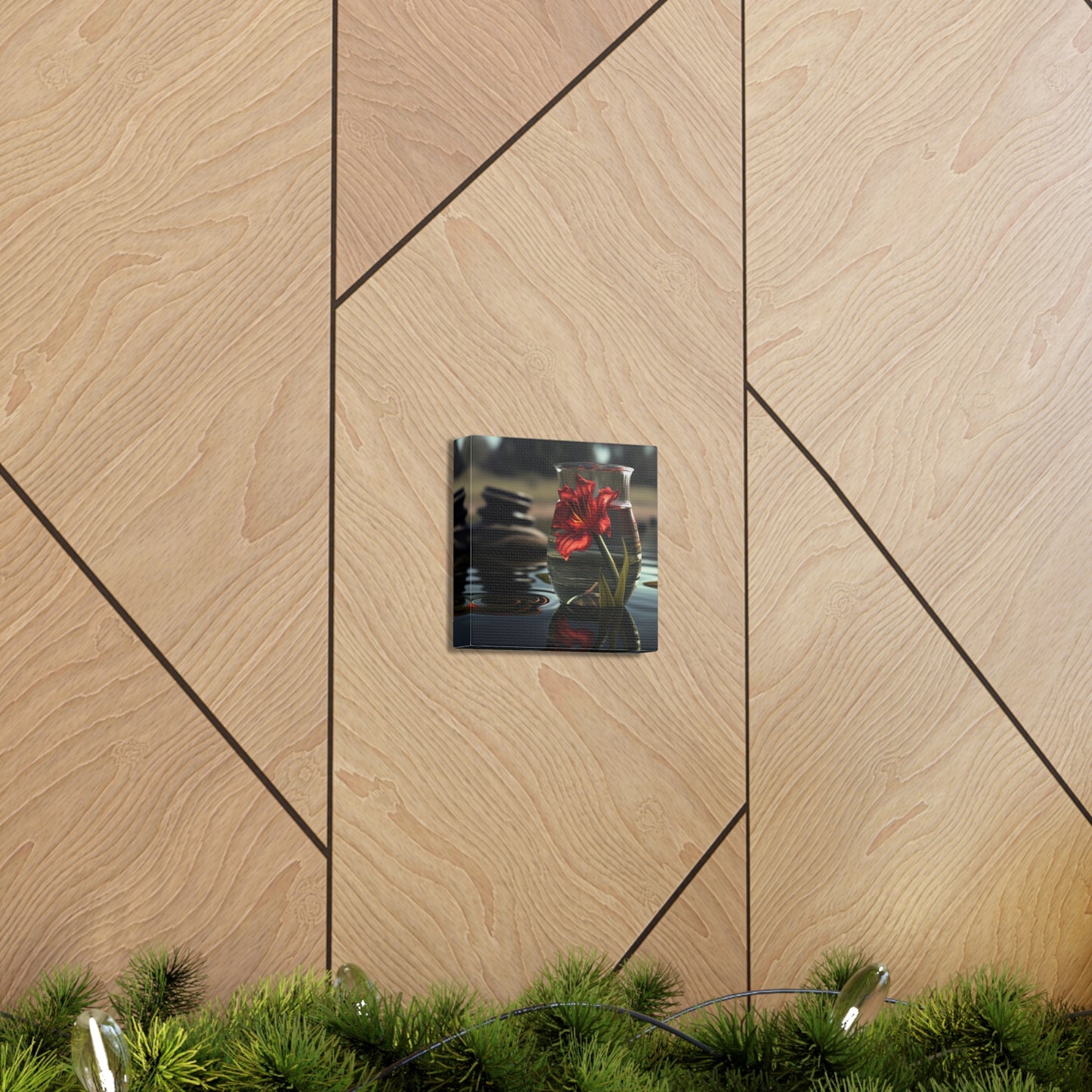 Canvas Gallery Wraps Red Lily in a Glass vase 4