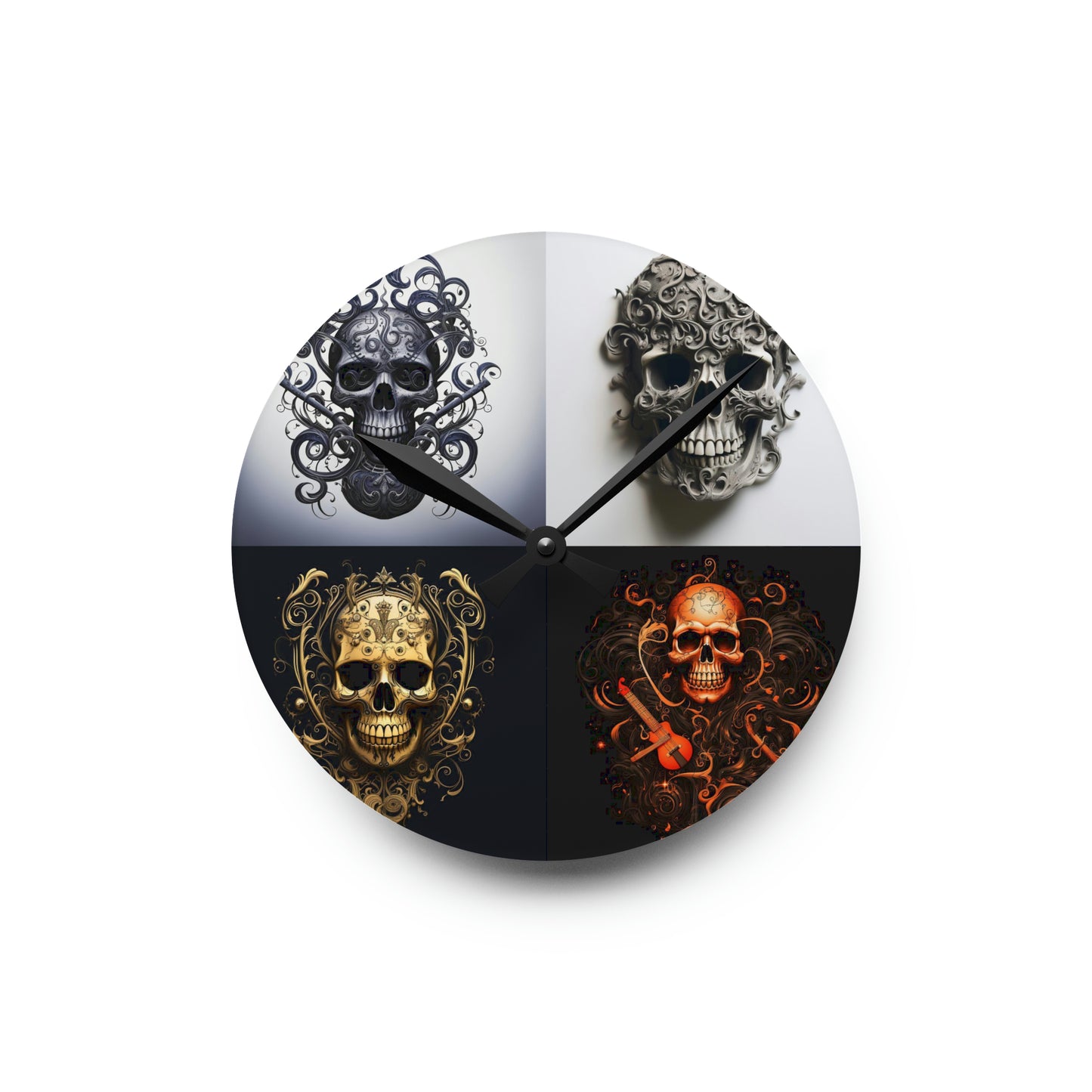 Acrylic Wall Clock Skull Treble Clef 5