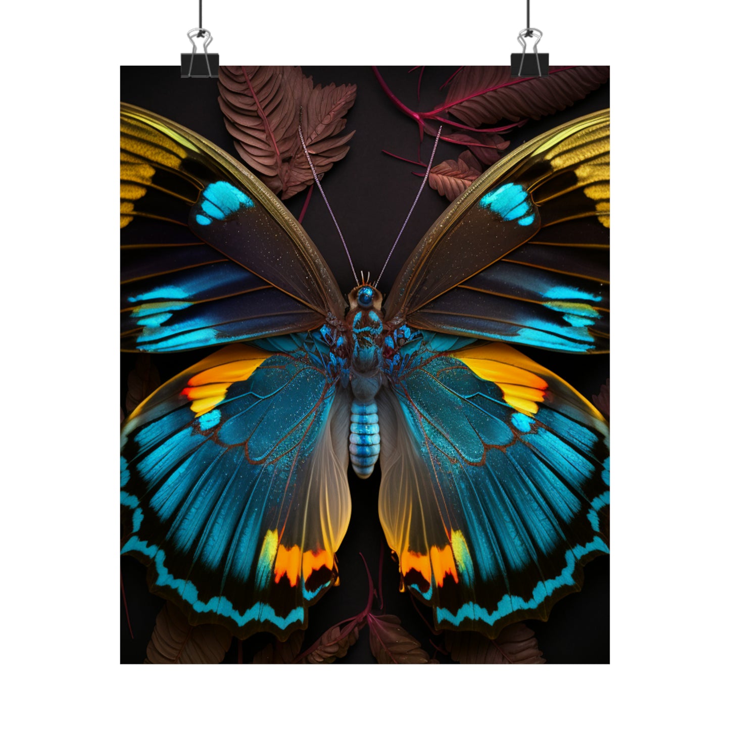 Premium Matte Vertical Posters Neon Butterfly Flair 1