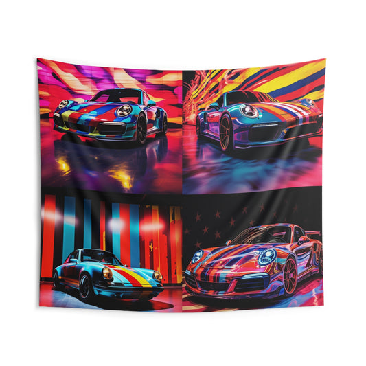 Indoor Wall Tapestries Macro American Flag Porsche 5