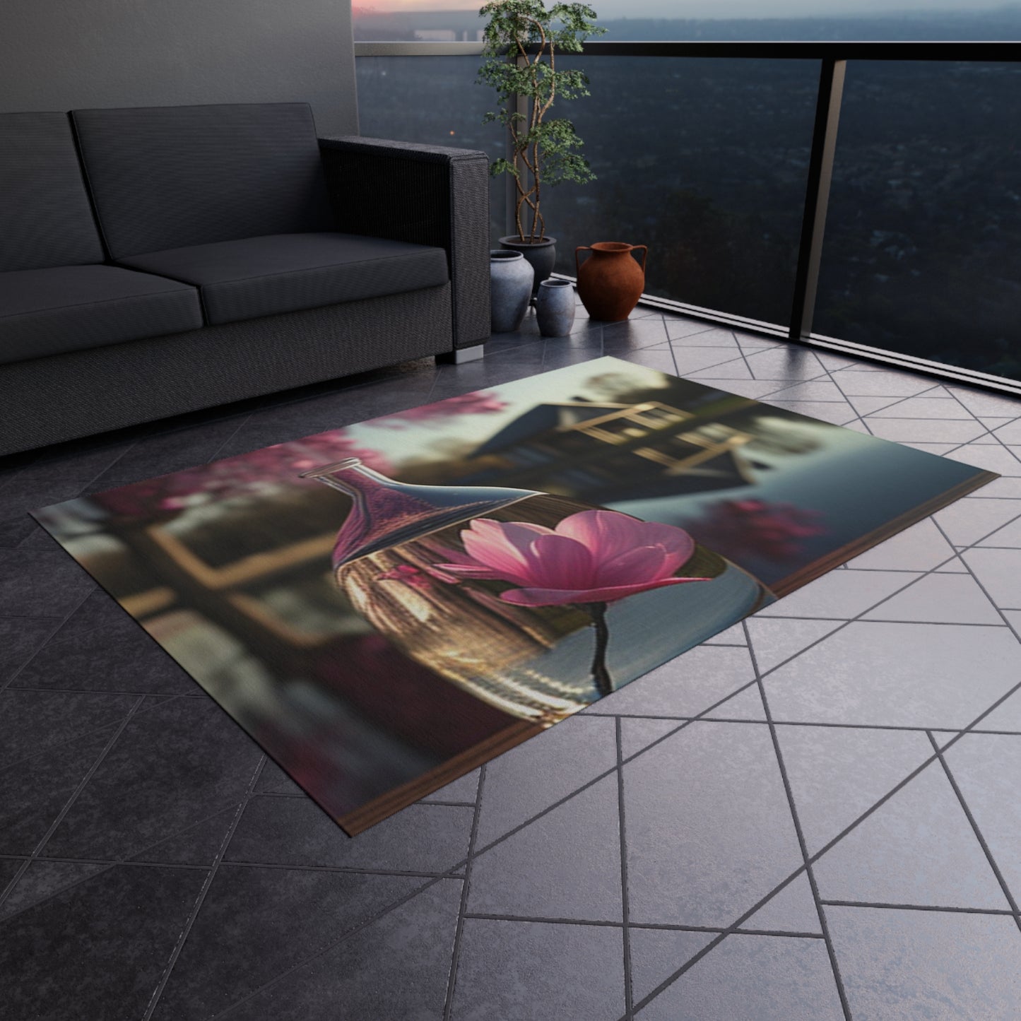 Outdoor Rug  Magnolia in a Glass vase 2