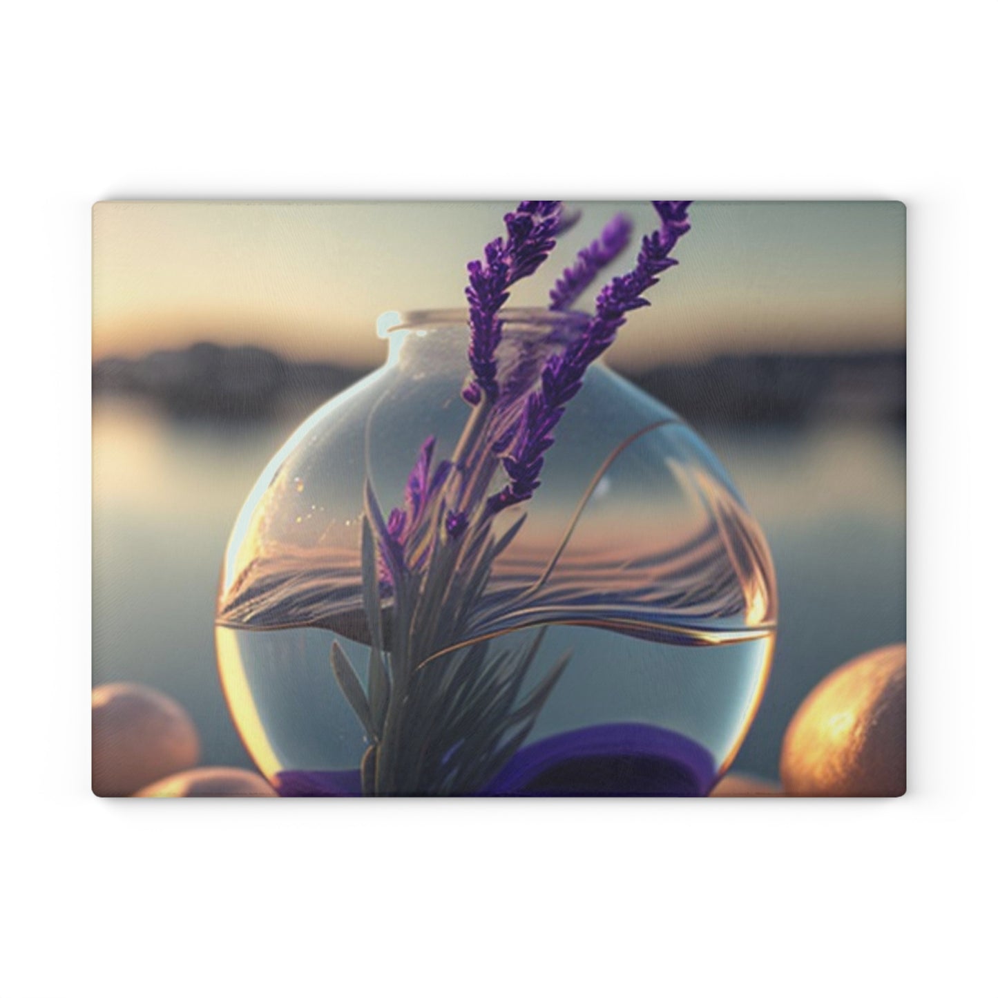Glass Cutting Board Lavender in a vase 3