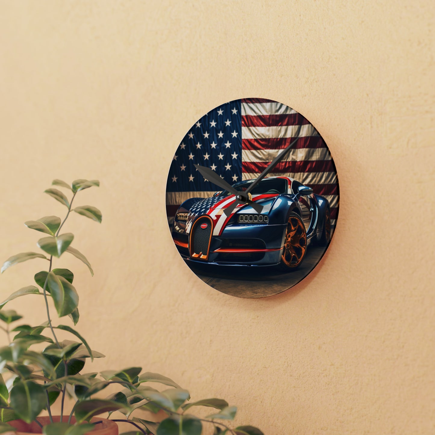 Acrylic Wall Clock Bugatti Flag American 4