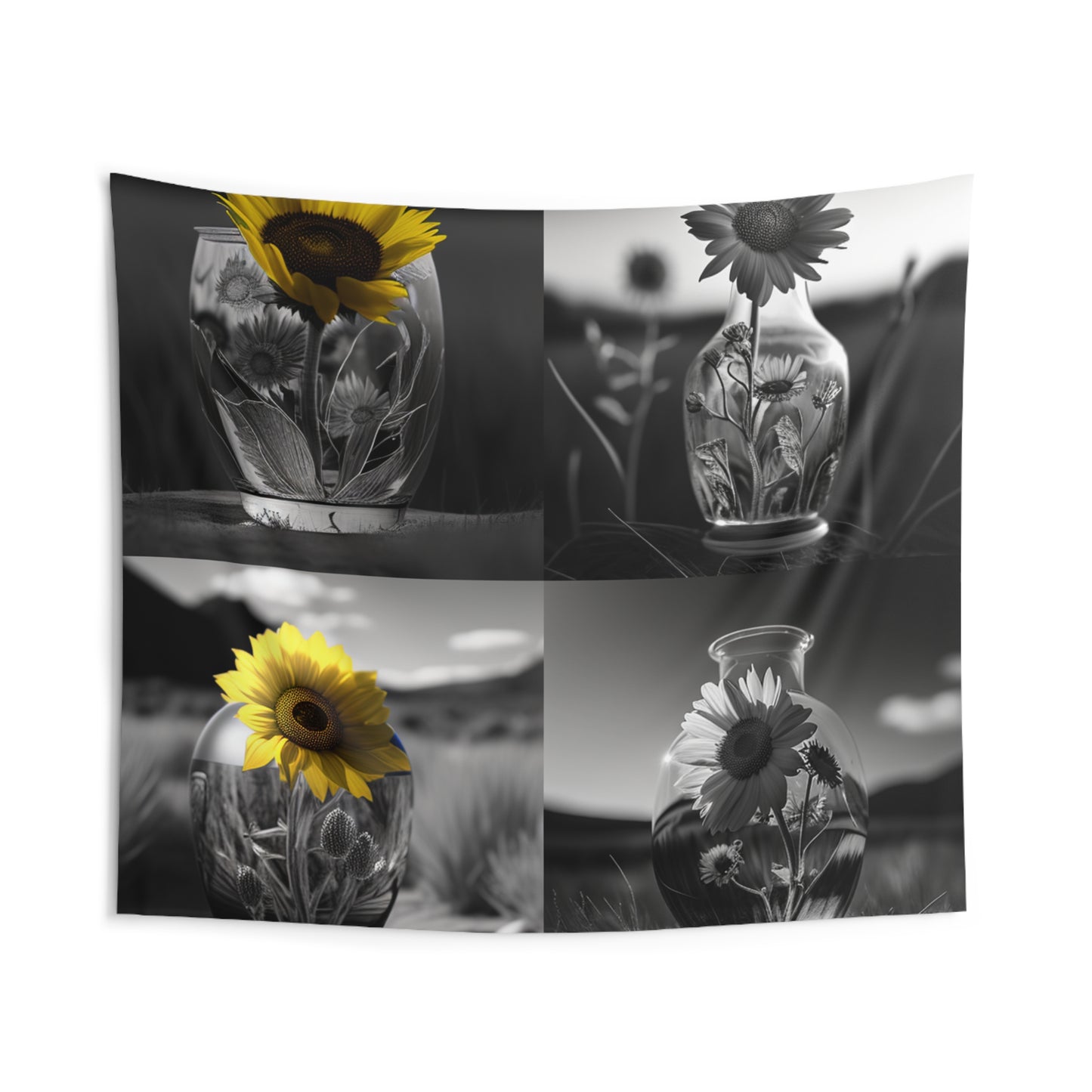Indoor Wall Tapestries Yellw Sunflower in a vase 5