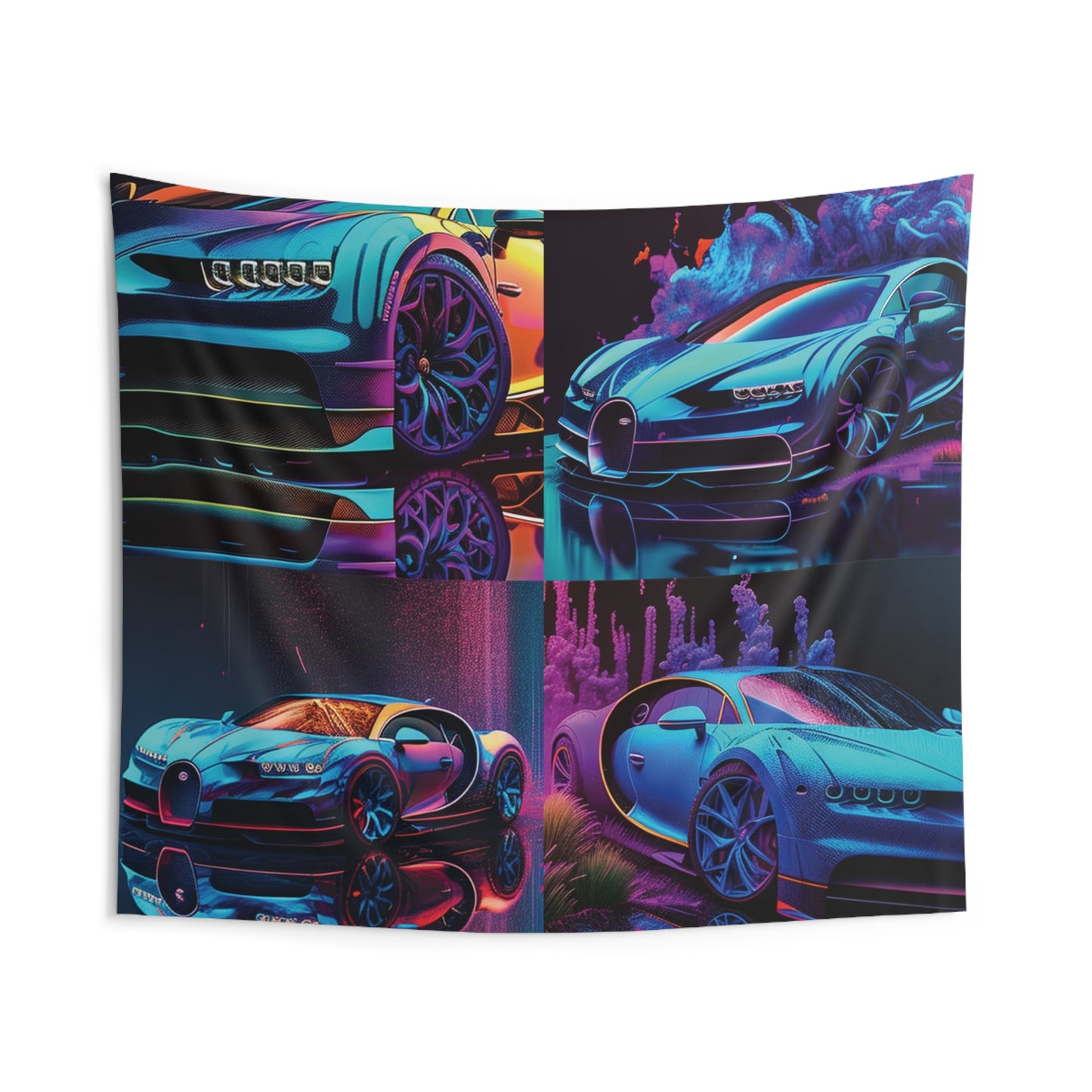 Indoor Wall Tapestries Bugatti Neon Chiron 5