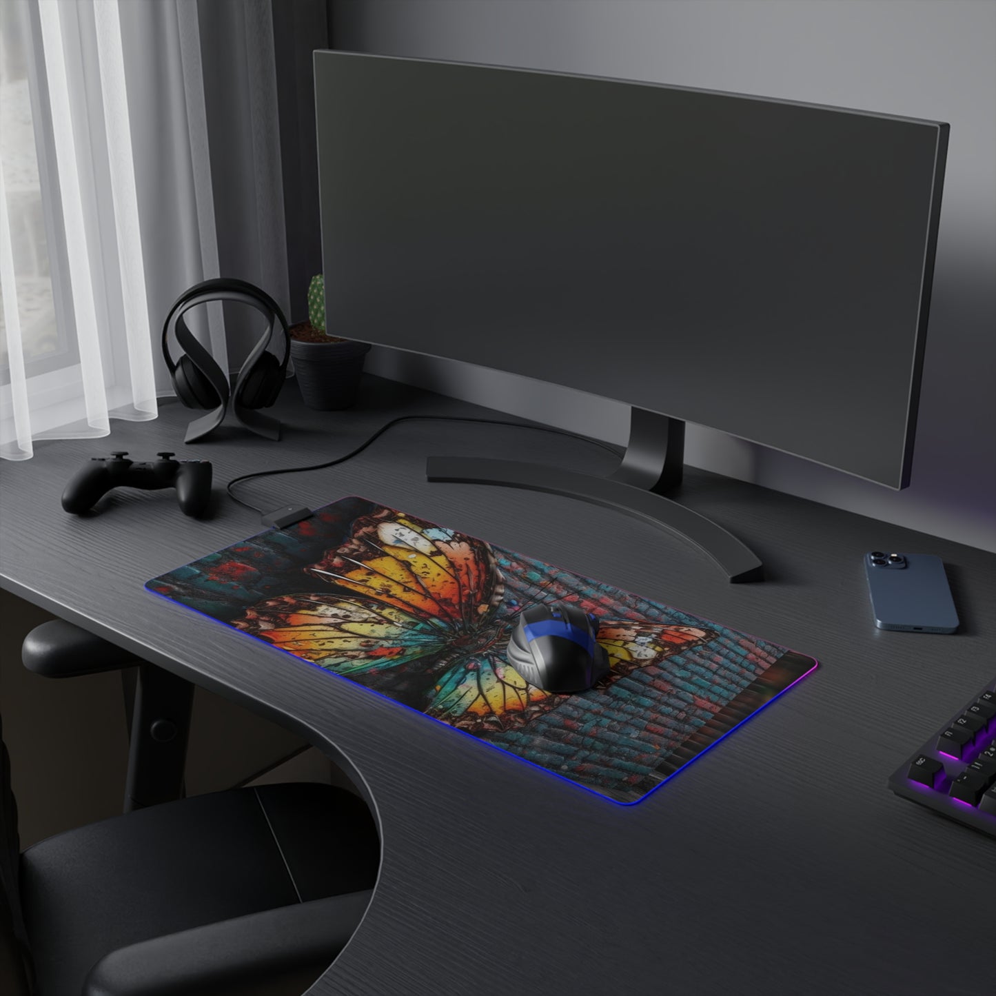 LED Gaming Mouse Pad Liquid Street Butterfly 2