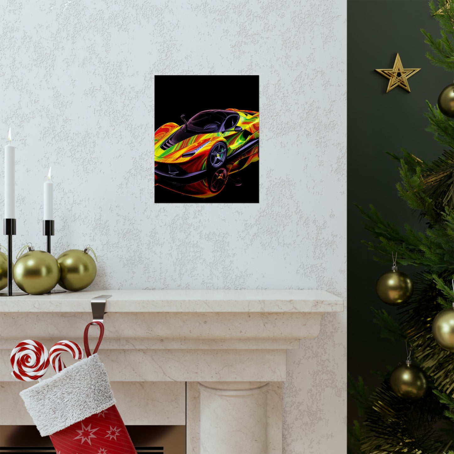 Premium Matte Vertical Posters Ferrari Neon 4