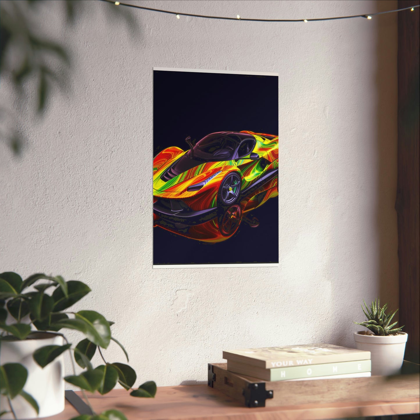 Premium Matte Vertical Posters Ferrari Neon 4