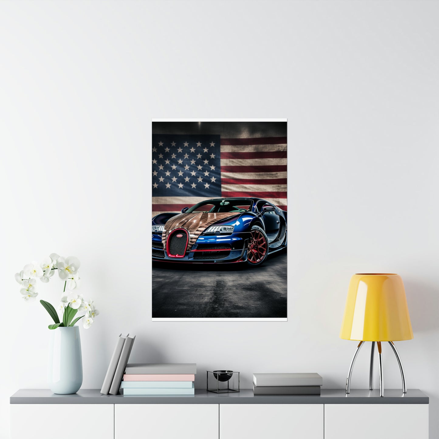 Premium Matte Vertical Posters Bugatti American Flag 4