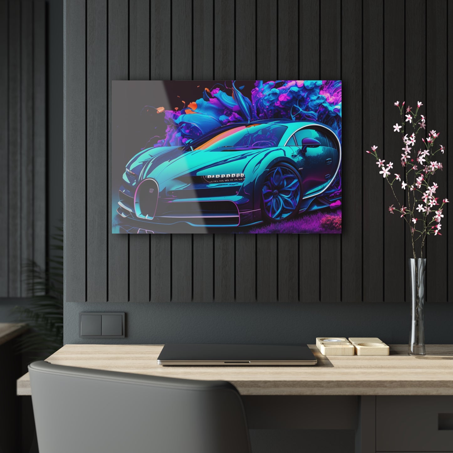 Acrylic Prints Bugatti Neon Chiron 3