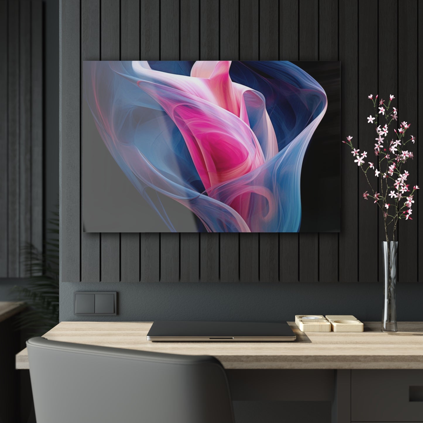 Acrylic Prints Pink & Blue Tulip Rose 3