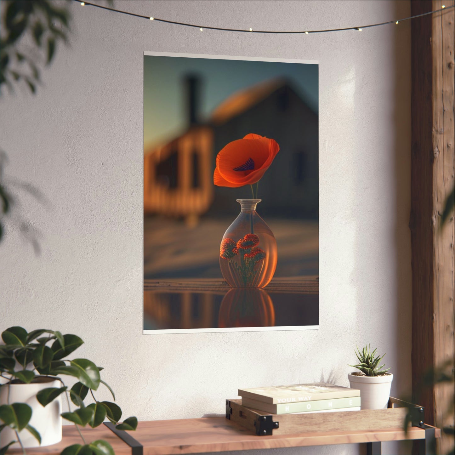 Premium Matte Vertical Posters Orange Poppy in a Vase 3