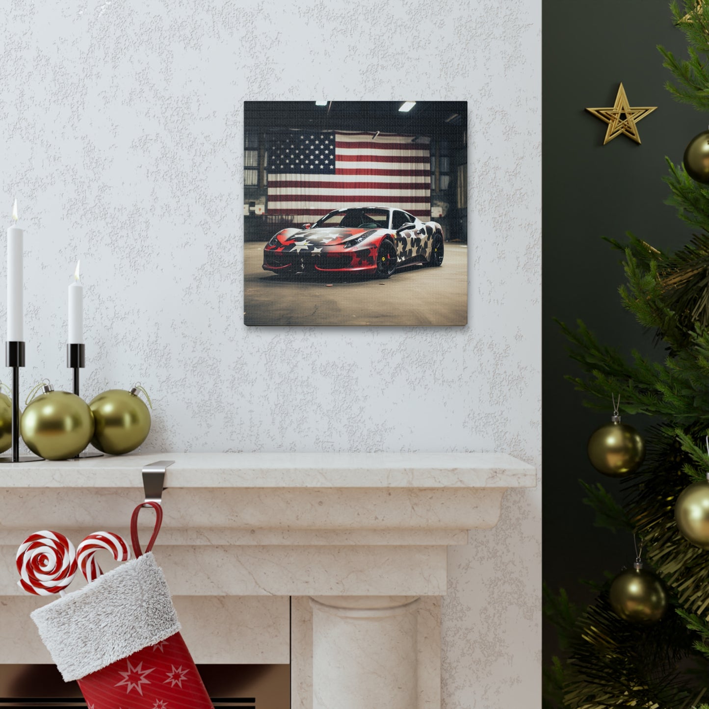 Canvas Gallery Wraps American Flag Farrari 1