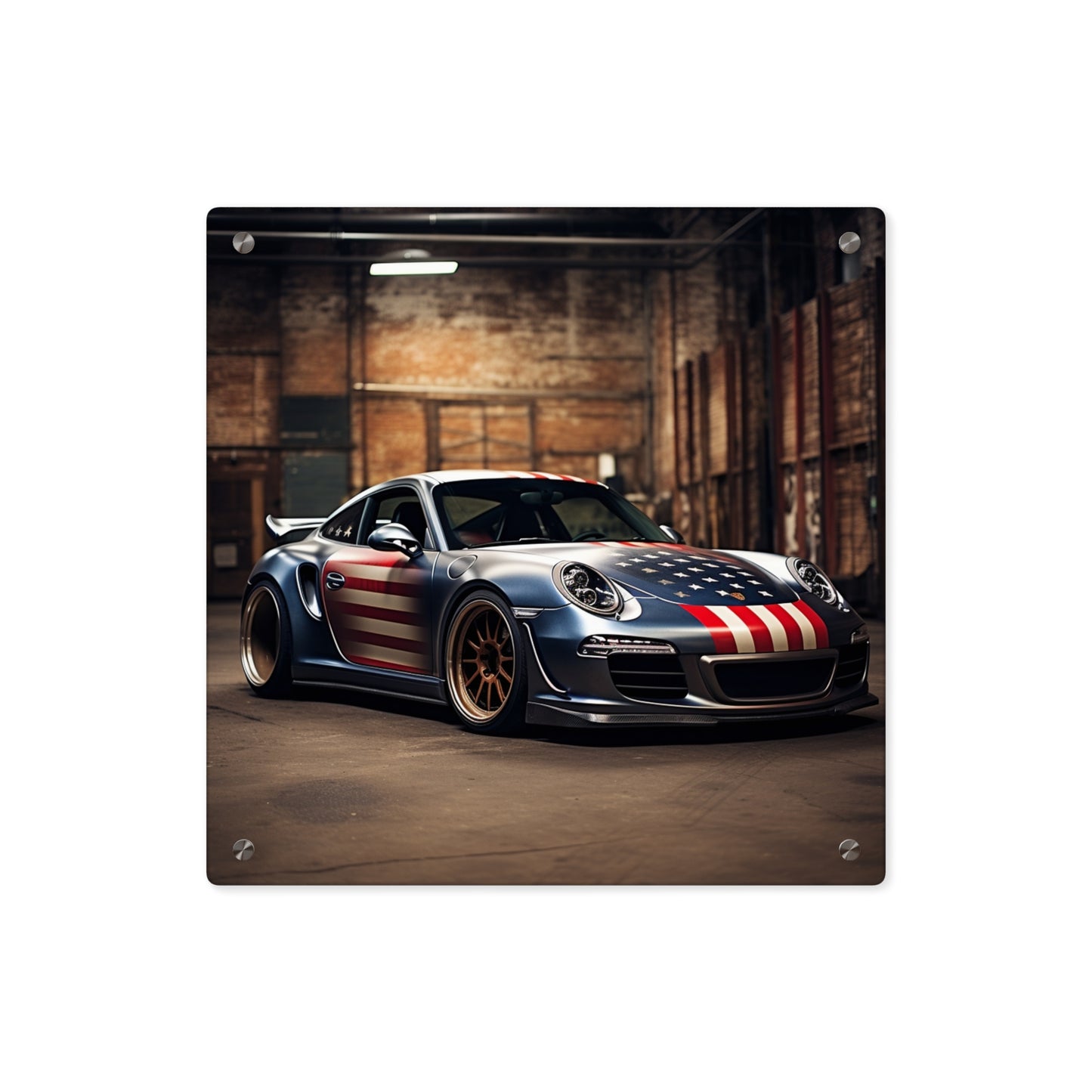 Acrylic Wall Art Panels American Flag Porsche 1