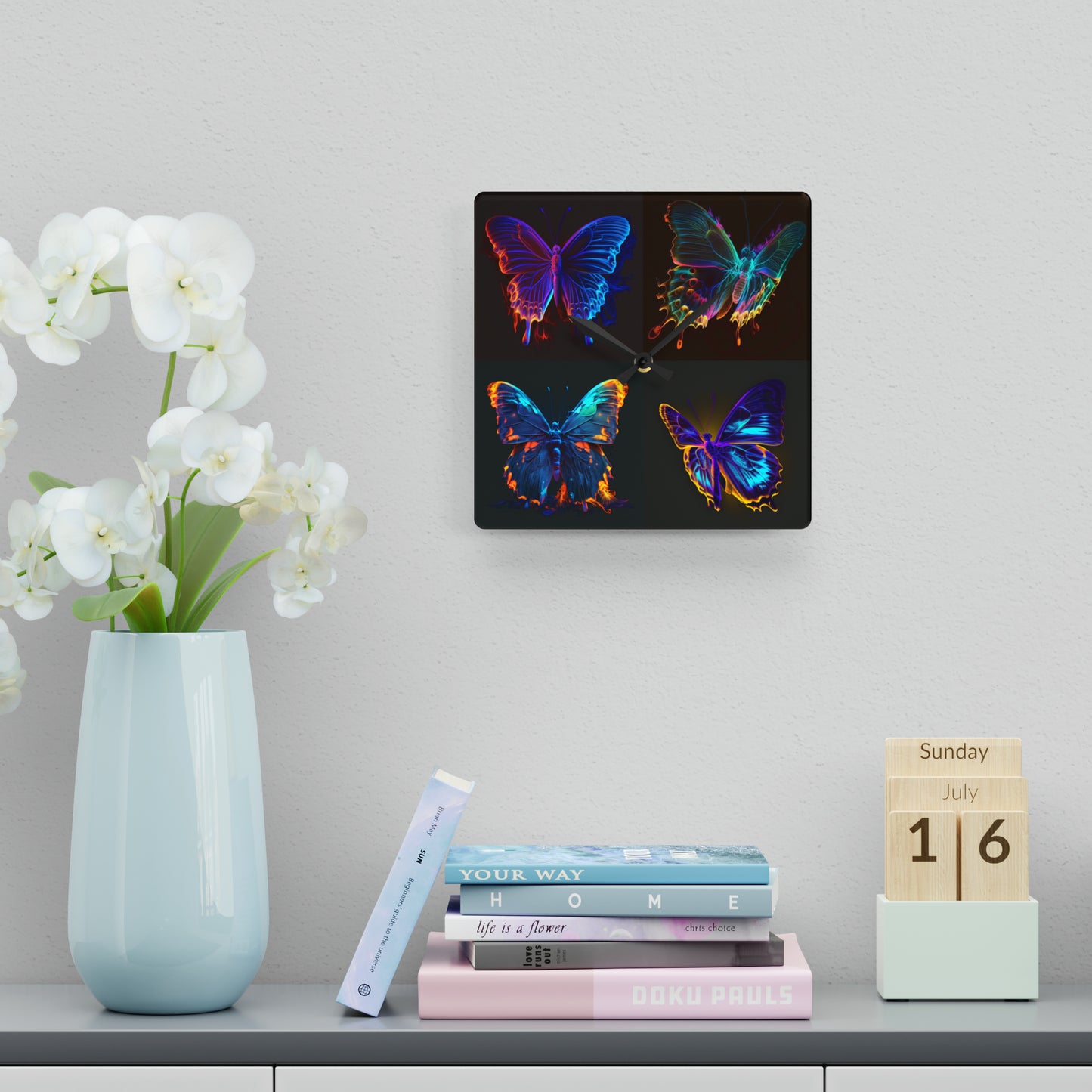 Acrylic Wall Clock Thermal Butterfly 5