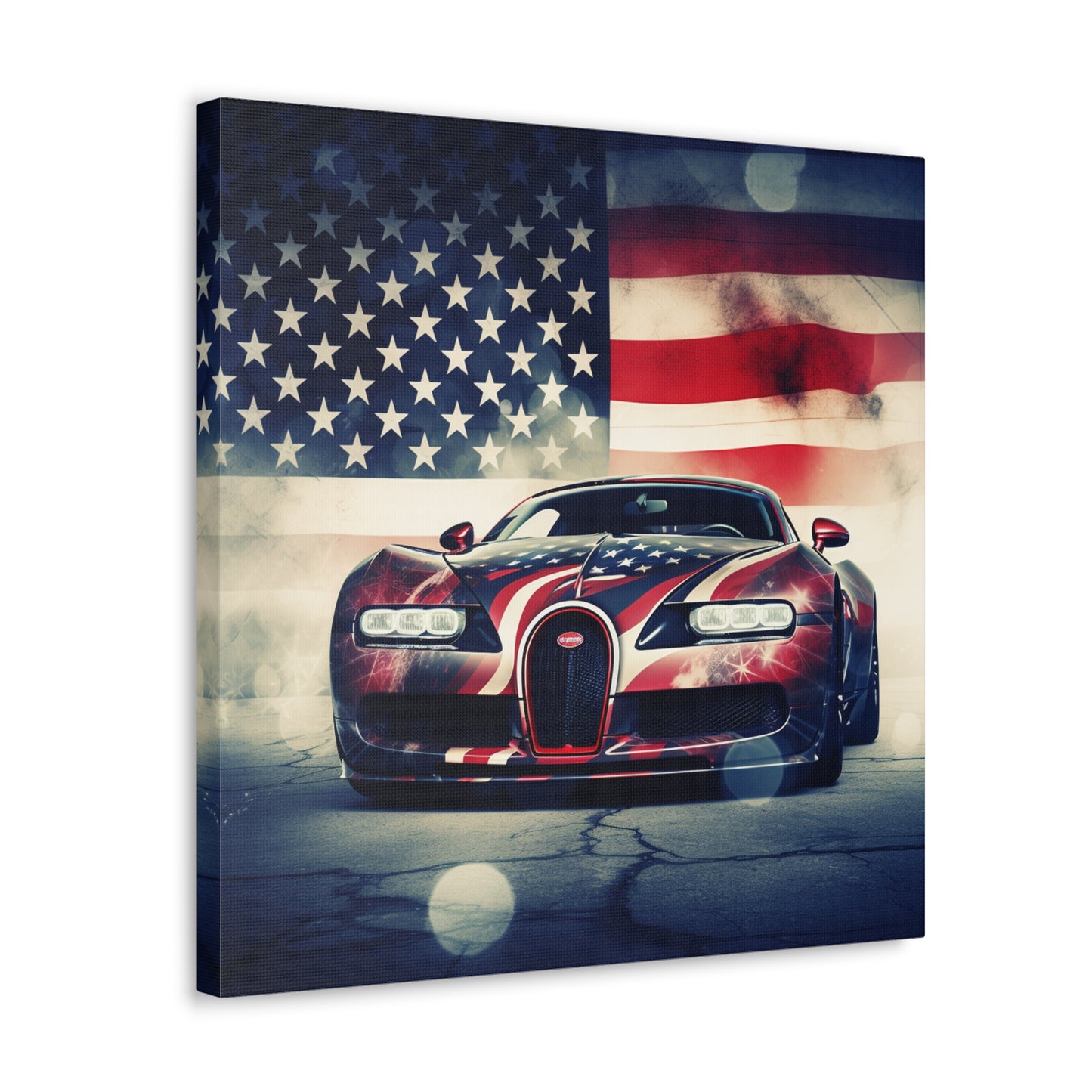 Canvas Gallery Wraps Abstract American Flag Background Bugatti 1