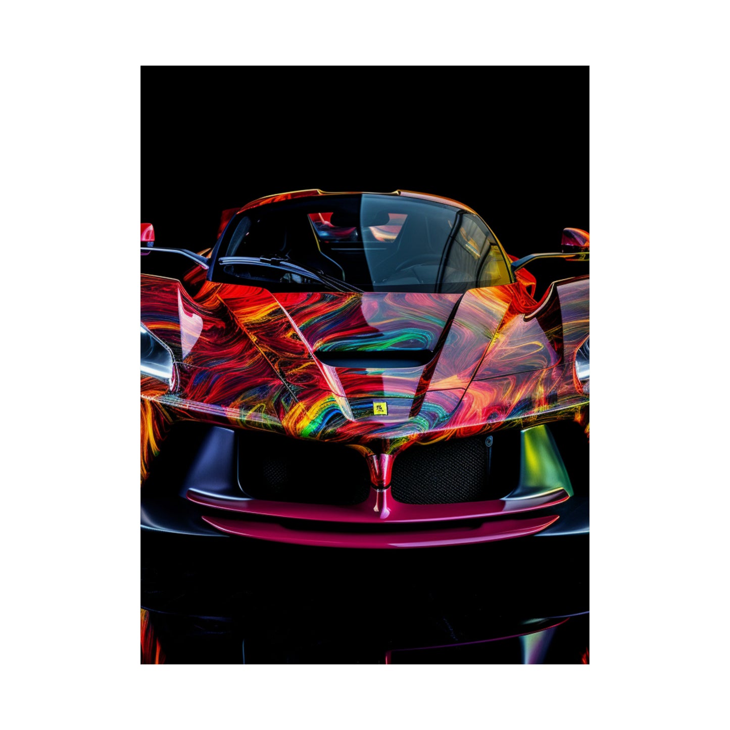 Premium Matte Vertical Posters Ferrari Neon 3