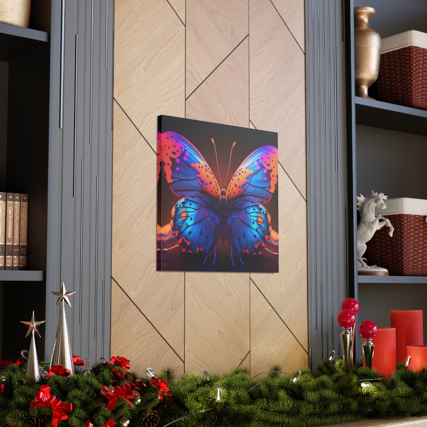 Canvas Gallery Wraps Neon Butterfly Macro 3