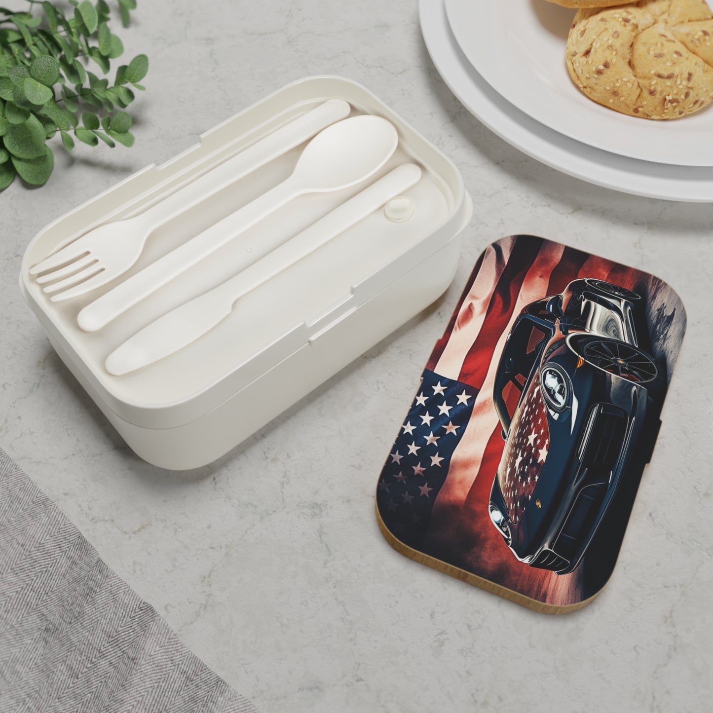 Bento Lunch Box Abstract American Flag Background Porsche 2