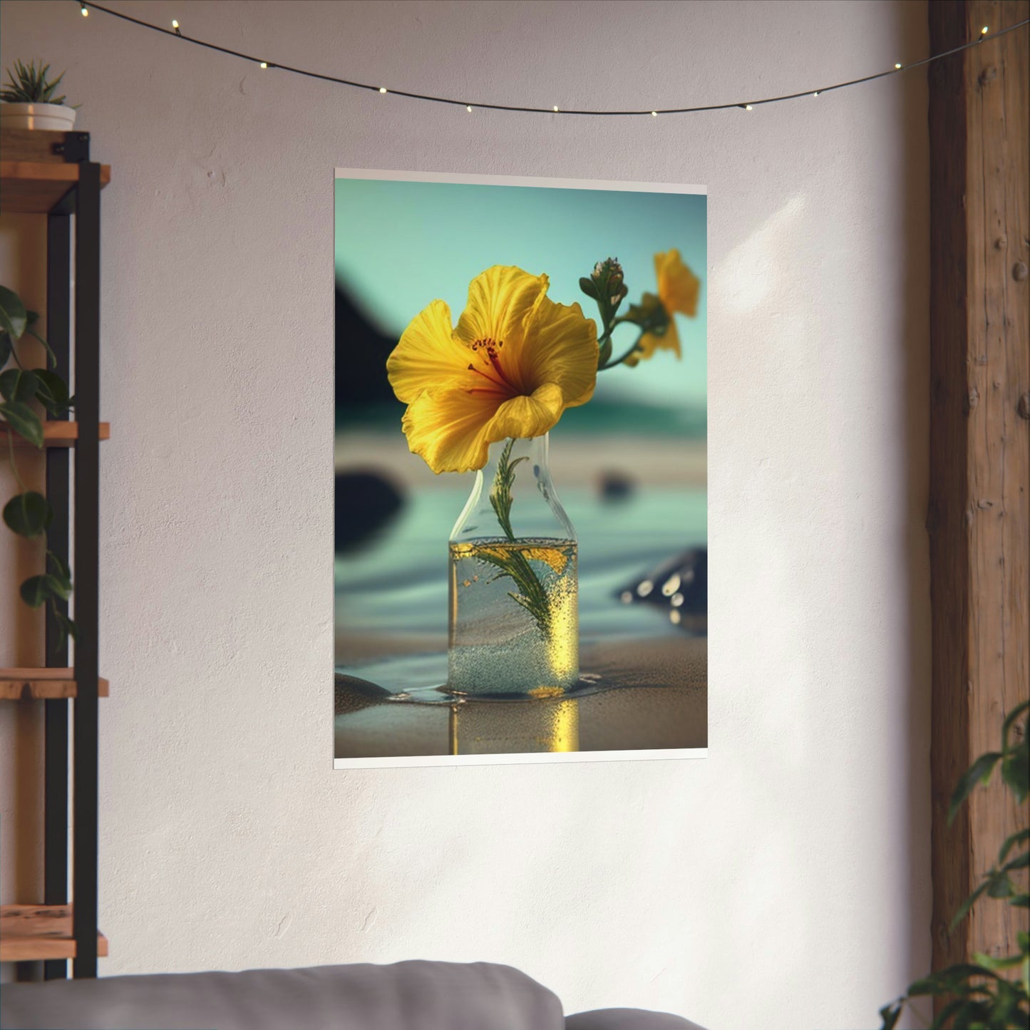 Premium Matte Vertical Posters Yellow Hibiscus glass 3