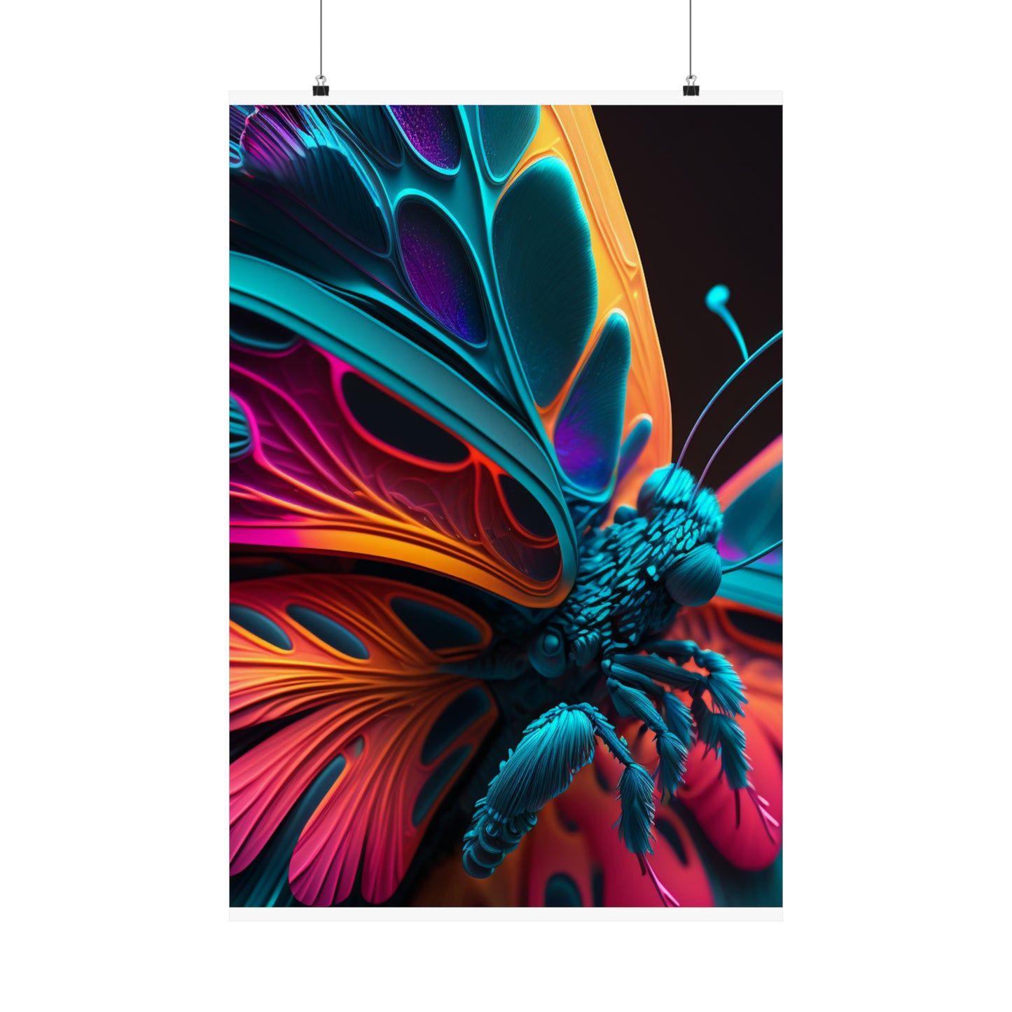 Premium Matte Vertical Posters Neon Butterfly Macro 4