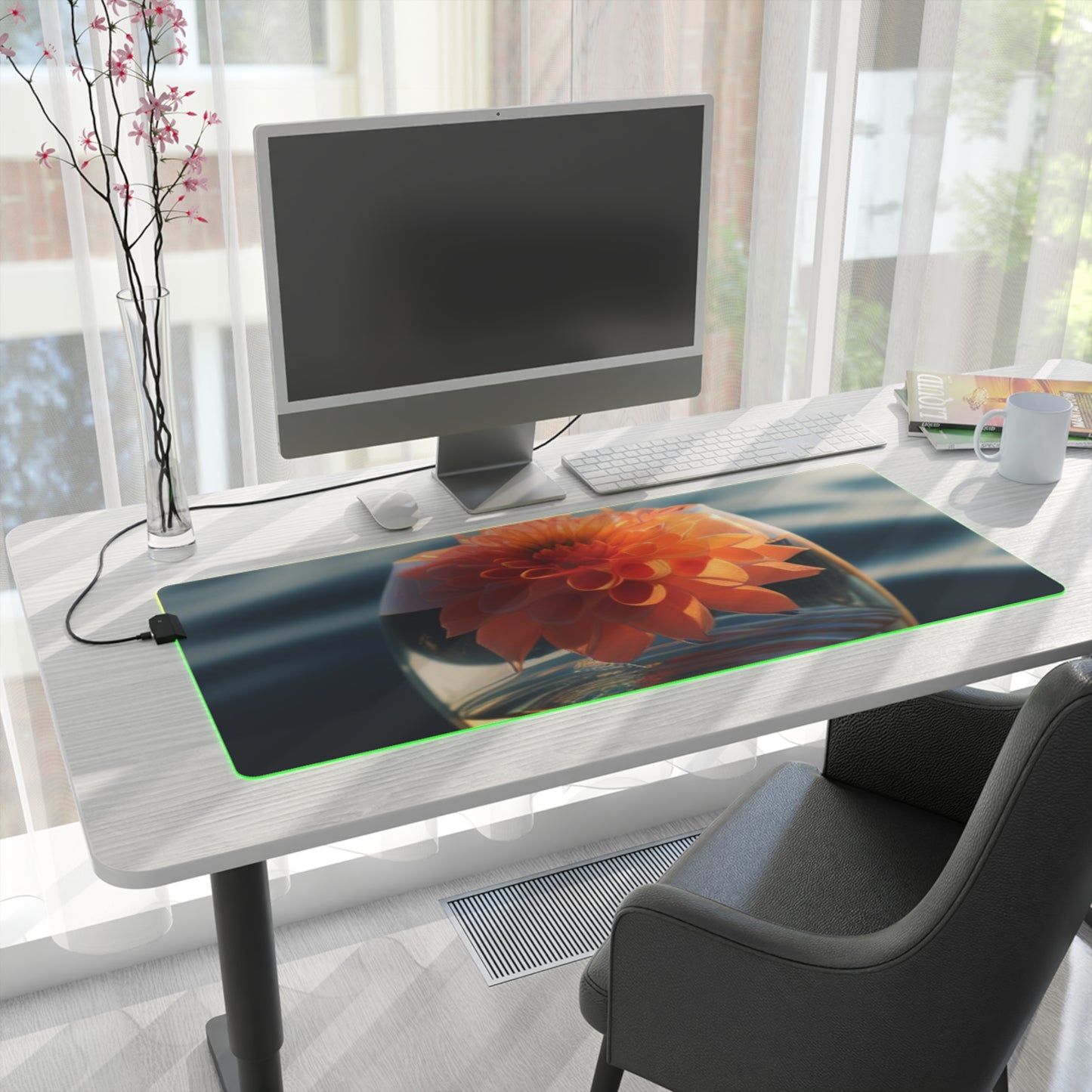 LED Gaming Mouse Pad Dahlia Orange 2