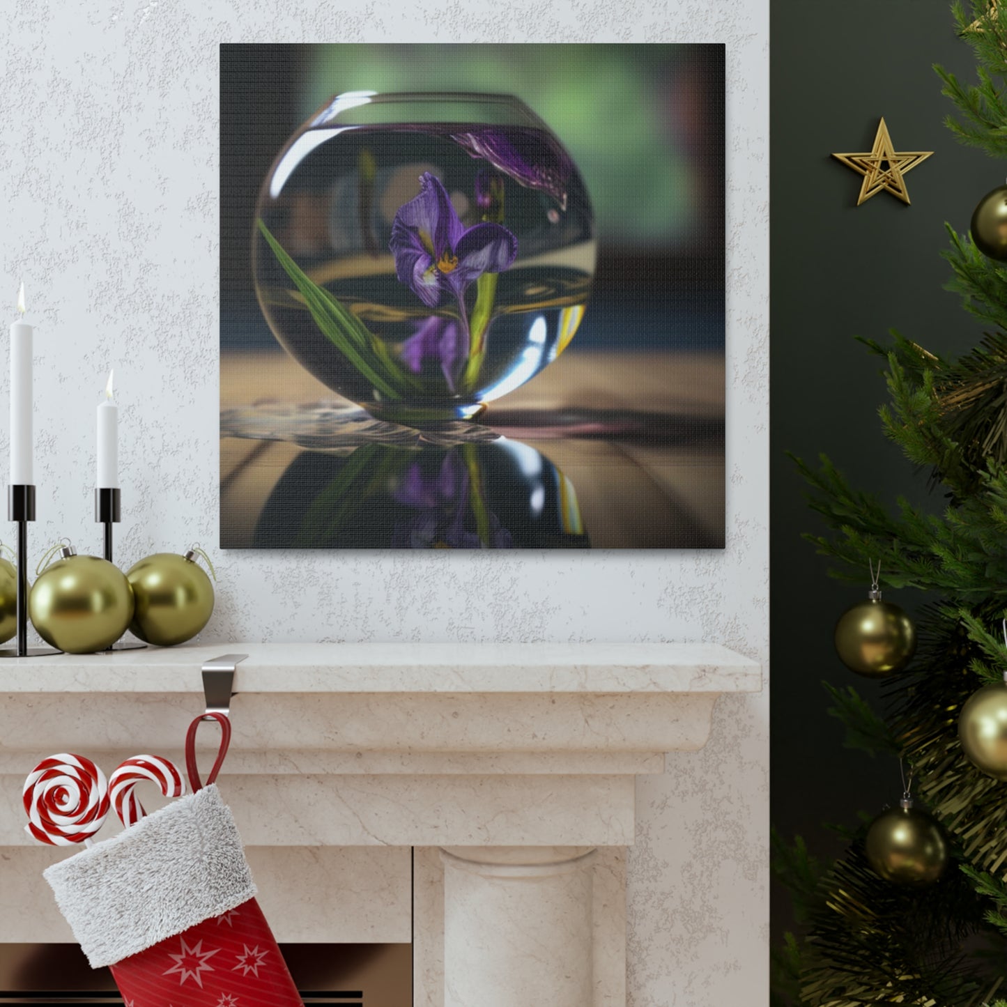 Canvas Gallery Wraps Purple Iris in a vase 1