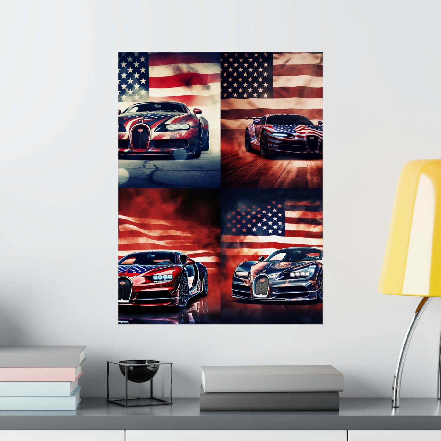 Premium Matte Vertical Posters Abstract American Flag Background Bugatti 5