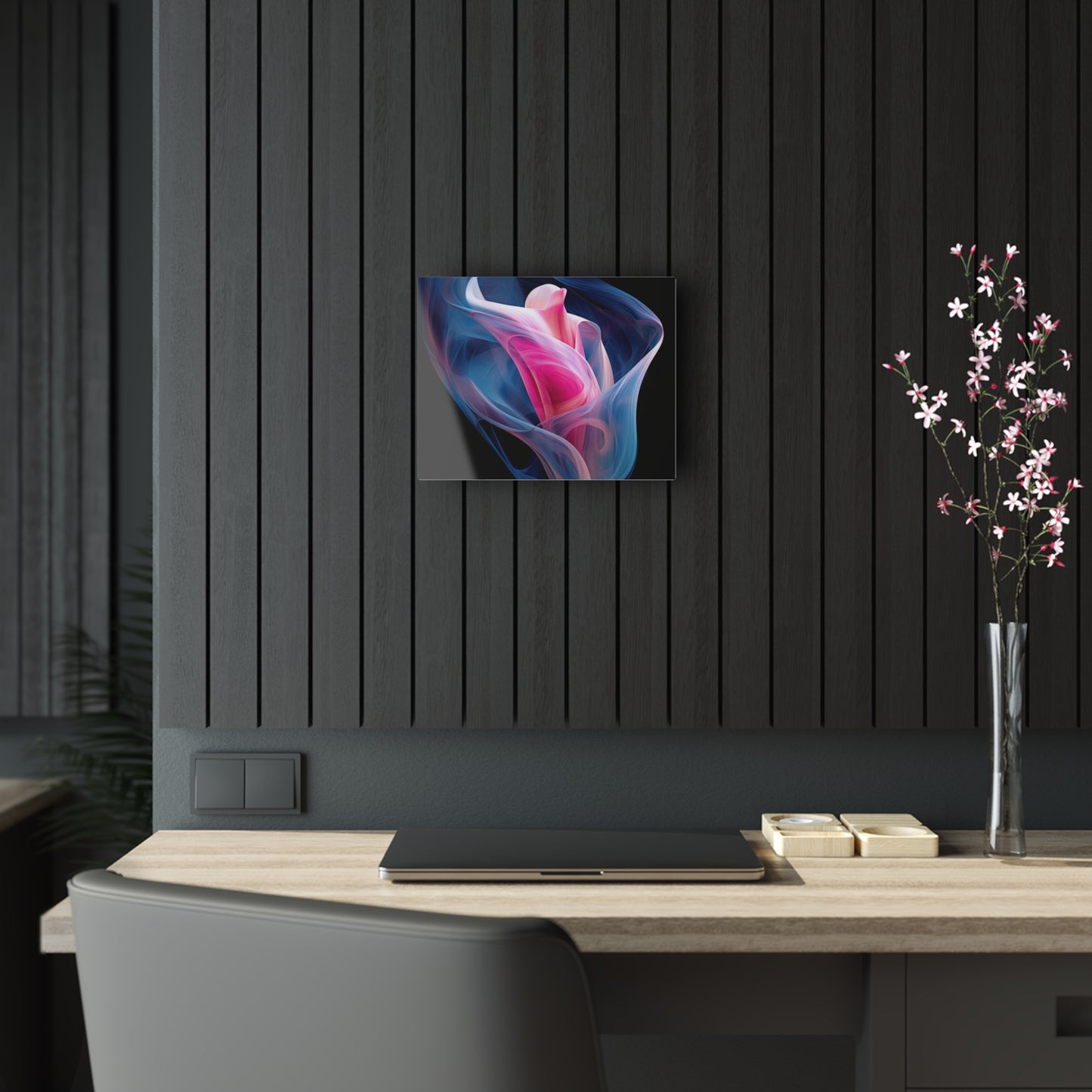 Acrylic Prints Pink & Blue Tulip Rose 3