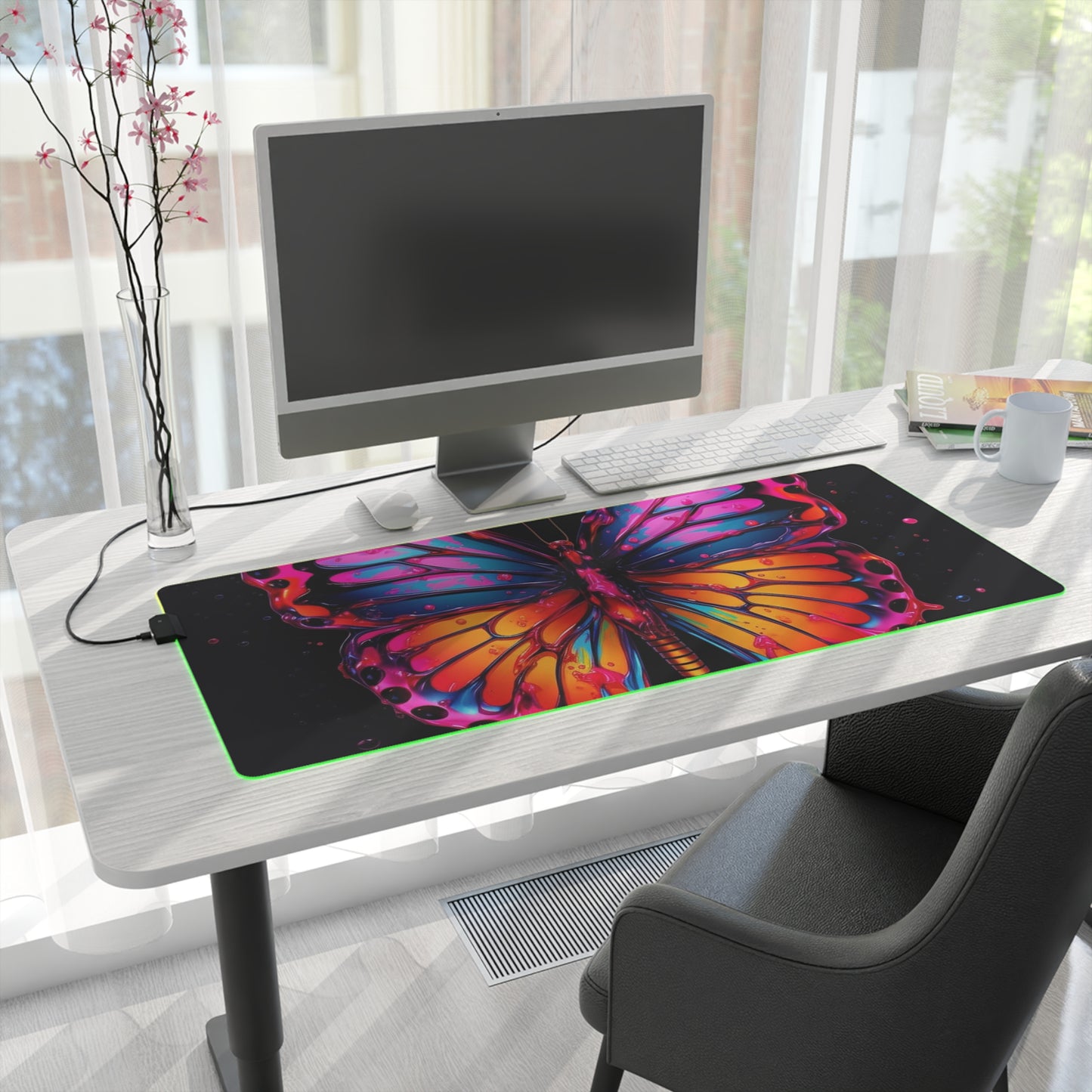 LED Gaming Mouse Pad Pink Butterfly Flair 1