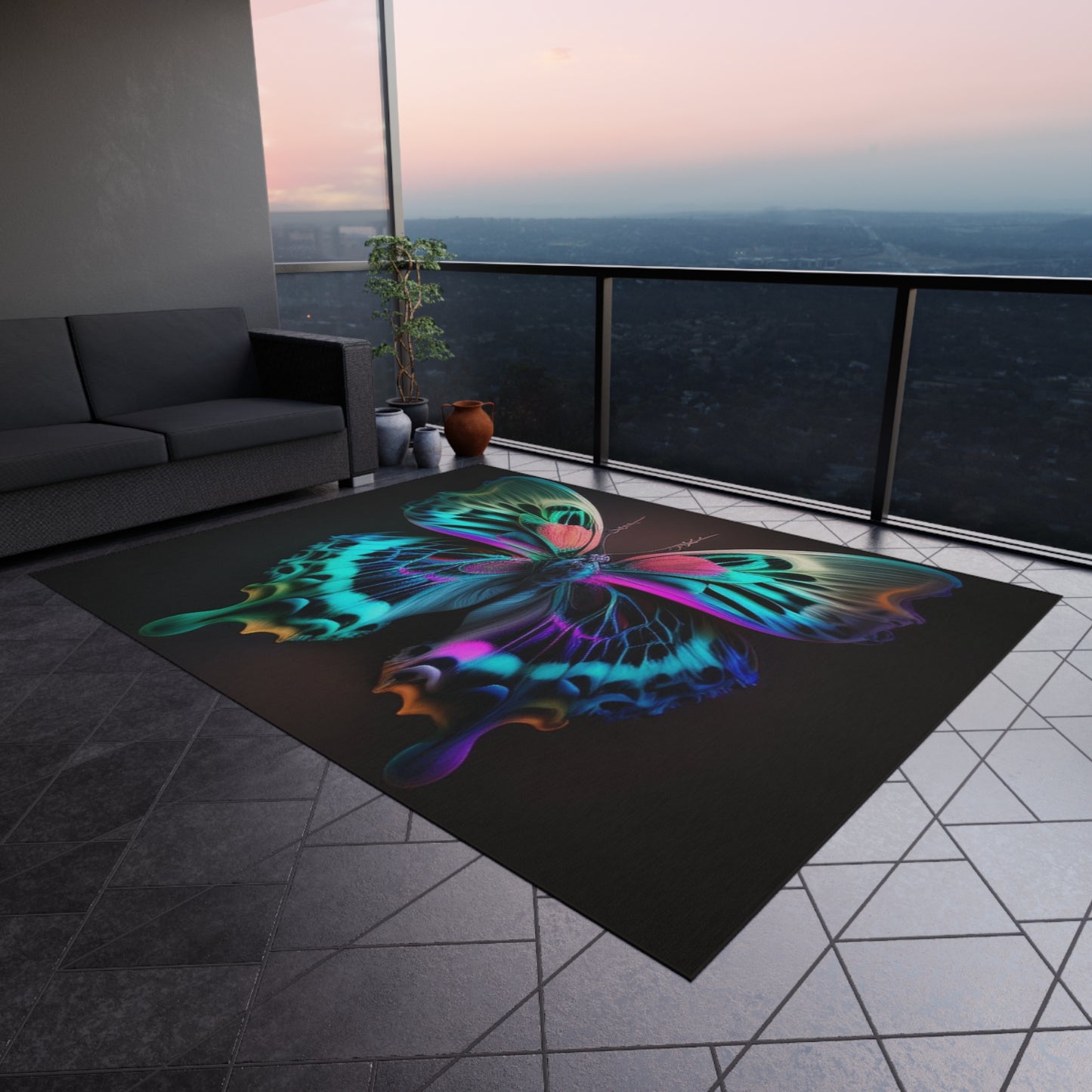 Outdoor Rug  Neon Butterfly Fusion 1