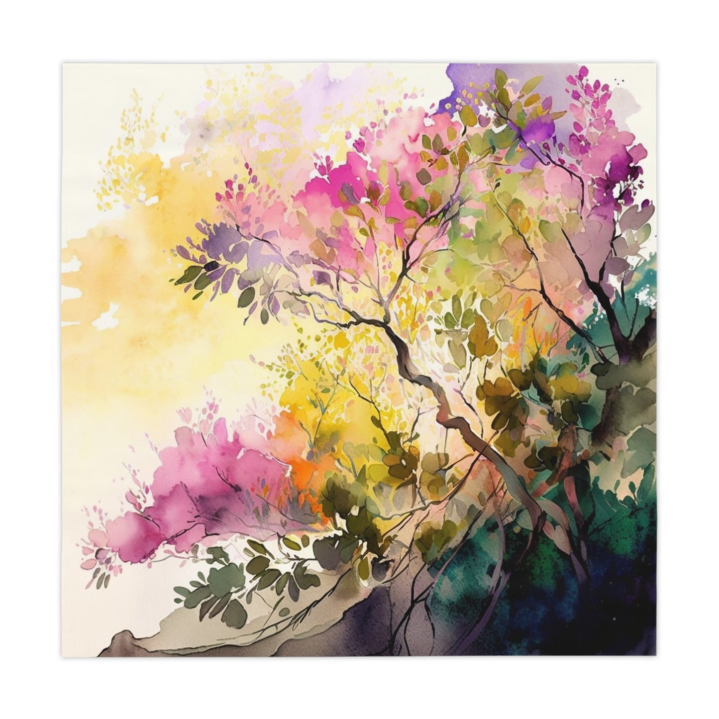 Tablecloth Mother Nature Bright Spring Colors Realistic Watercolor 2