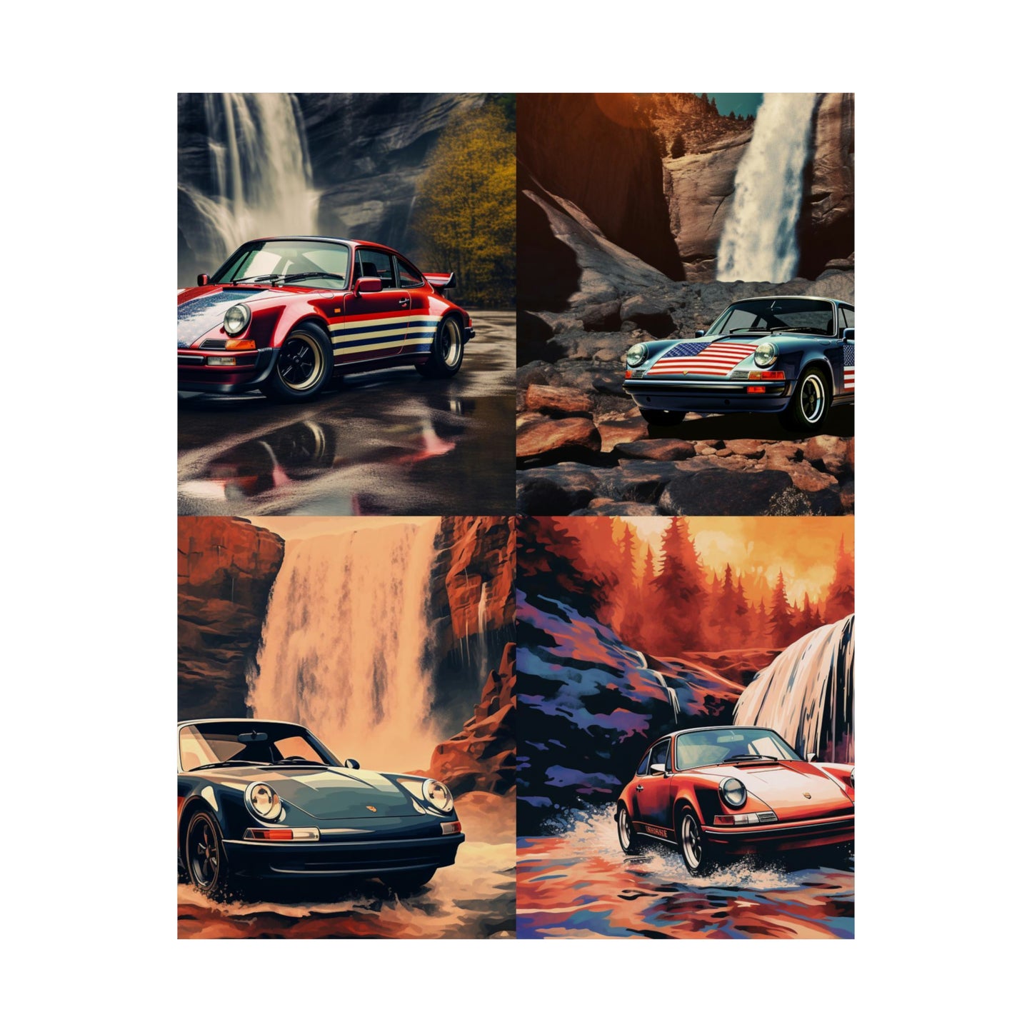 Premium Matte Vertical Posters American Flag Porsche Abstract 5