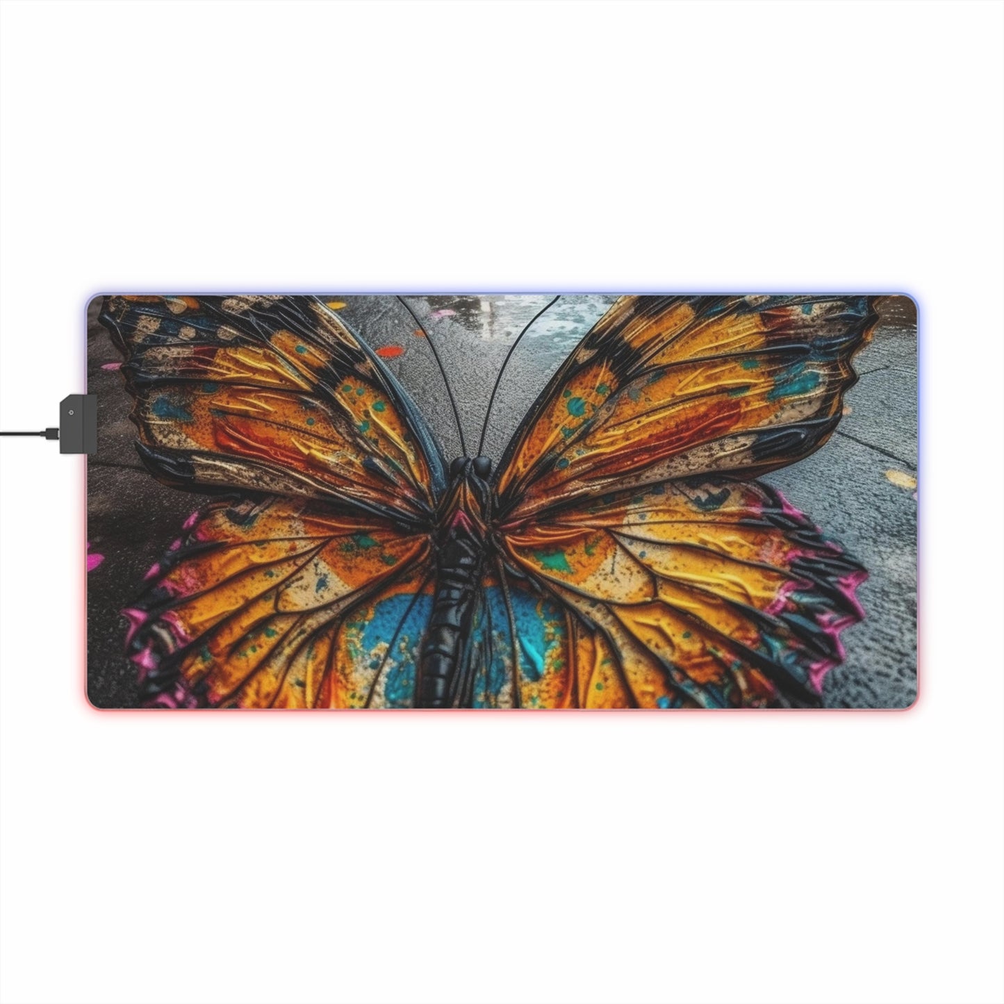 LED Gaming Mouse Pad Liquid Street Butterfly 1