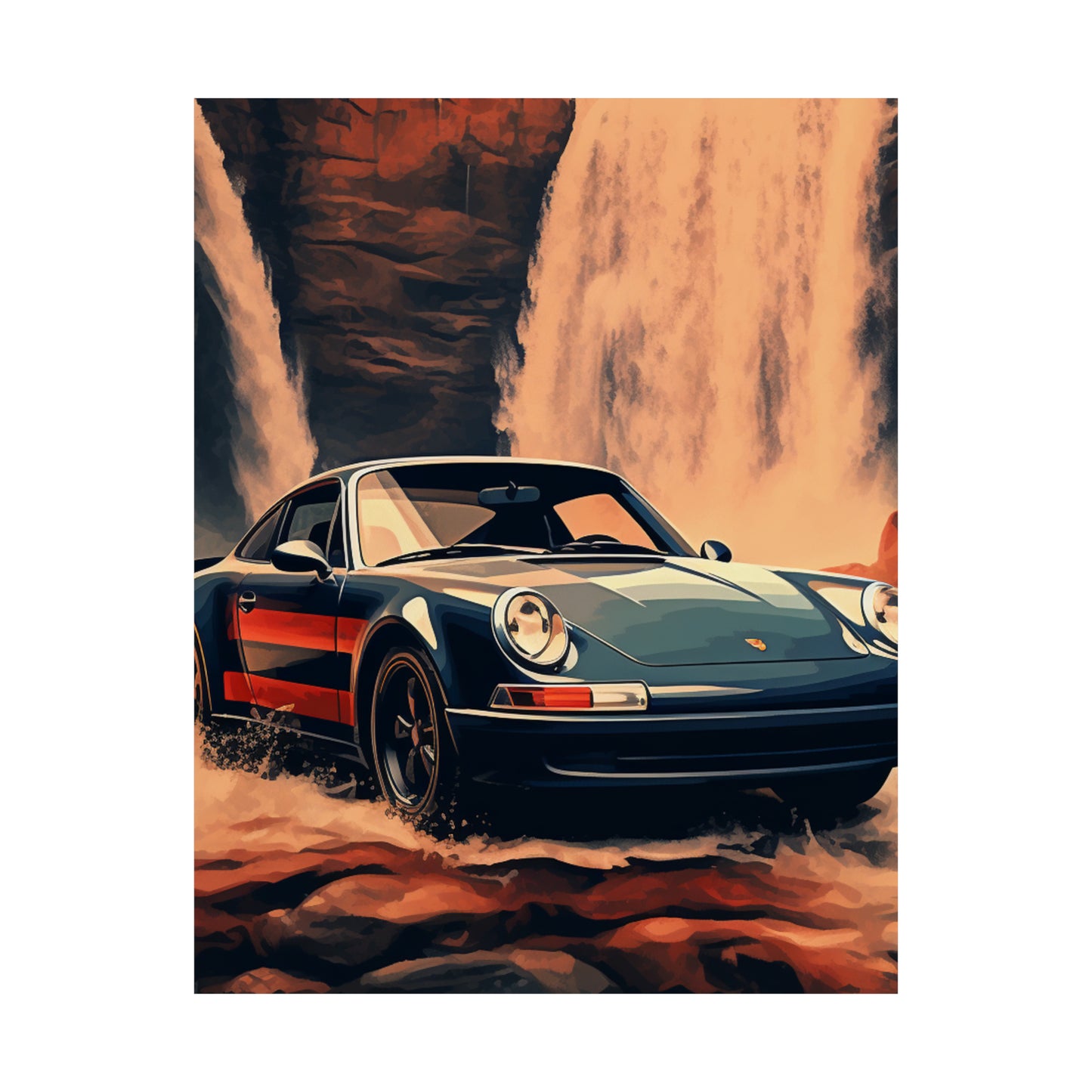 Premium Matte Vertical Posters American Flag Porsche Abstract 3