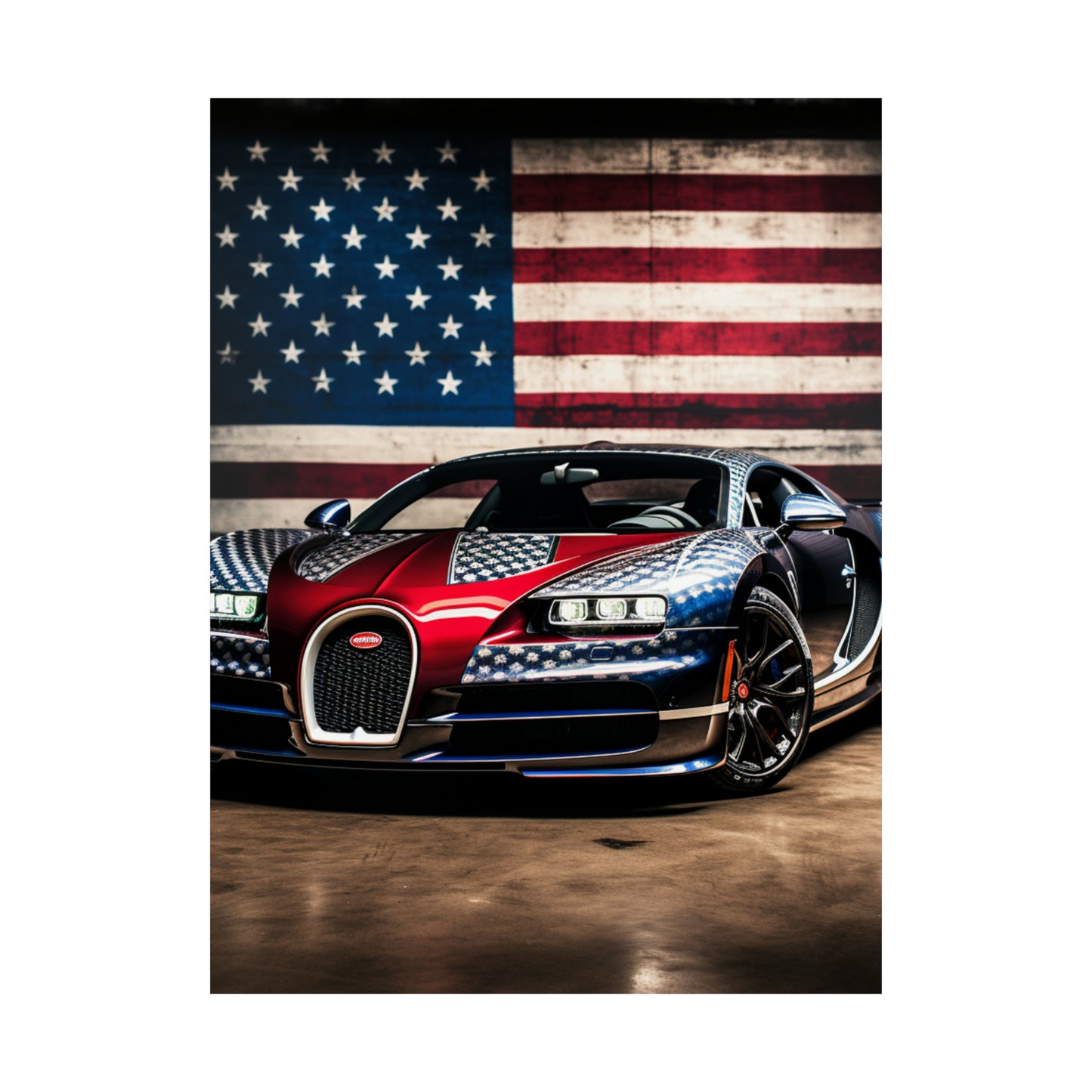 Premium Matte Vertical Posters Bugatti American Flag 1