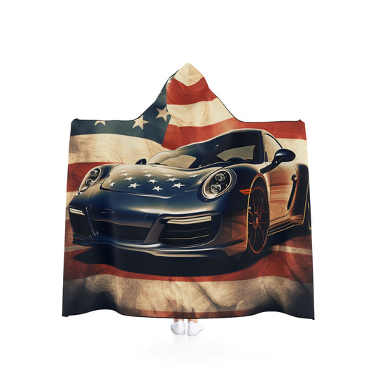 Hooded Blanket Abstract American Flag Background Porsche 3