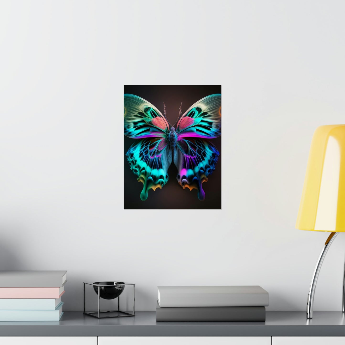 Premium Matte Vertical Posters Neon Butterfly Fusion 1