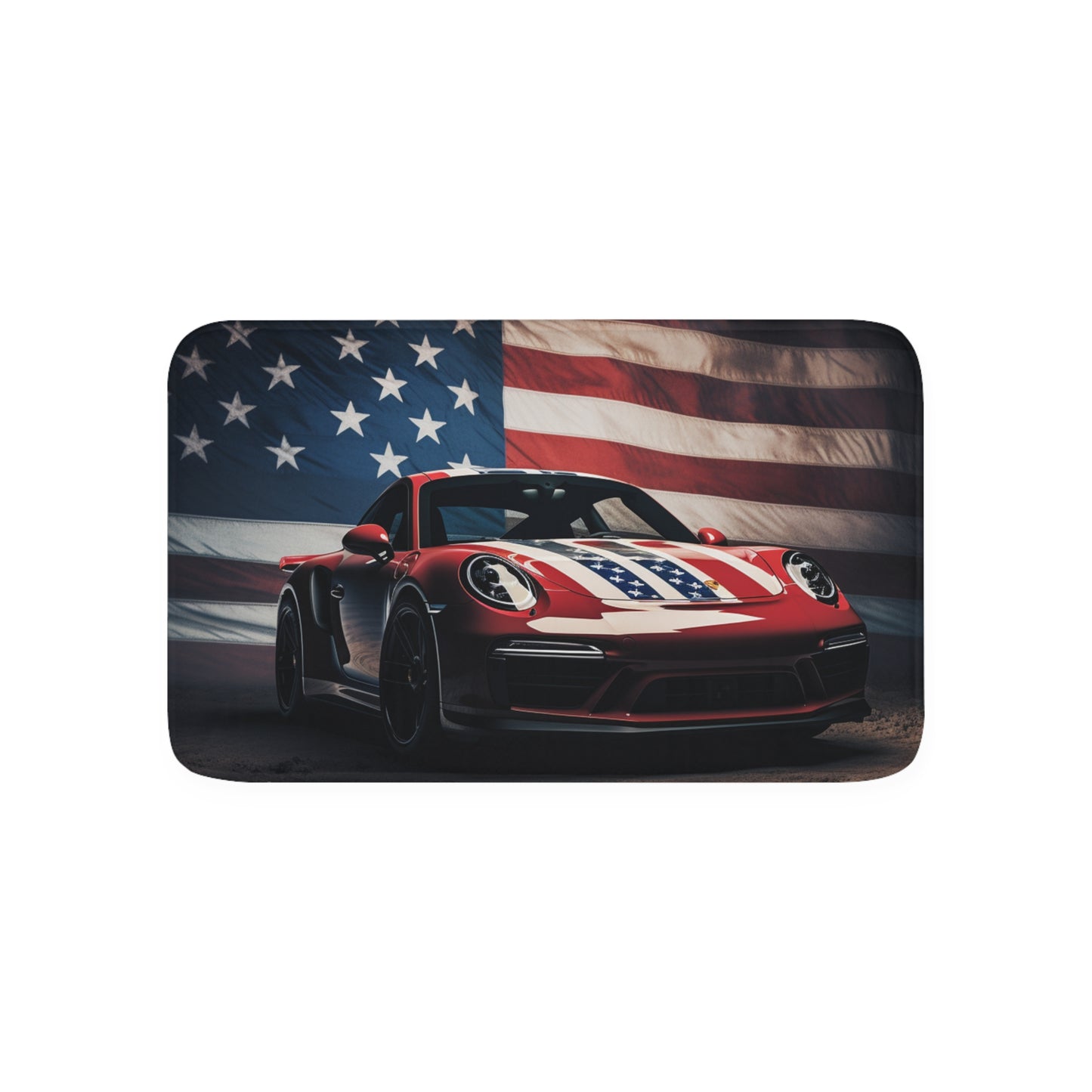 Memory Foam Bath Mat American Flag Background Porsche 3